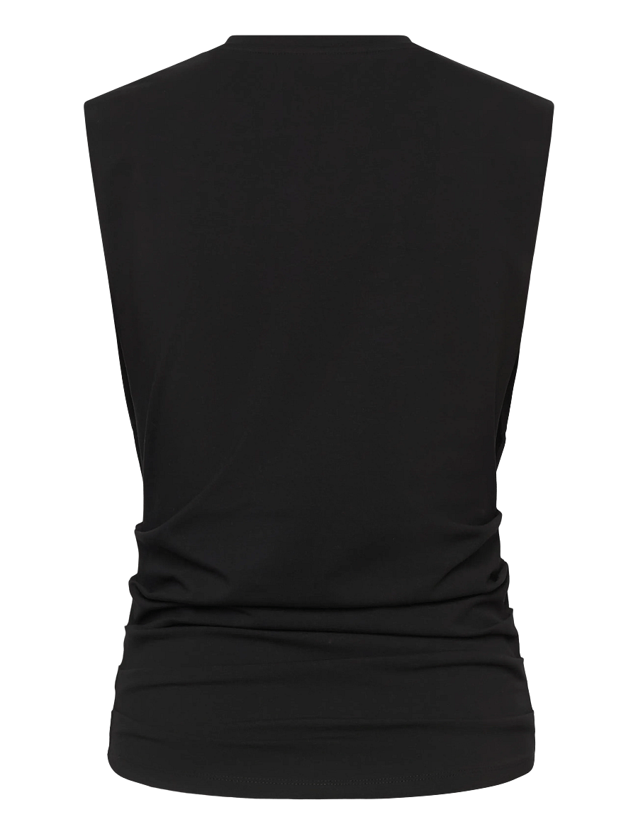 Weekday - Pleated Tank Top - tanktops - black - 1