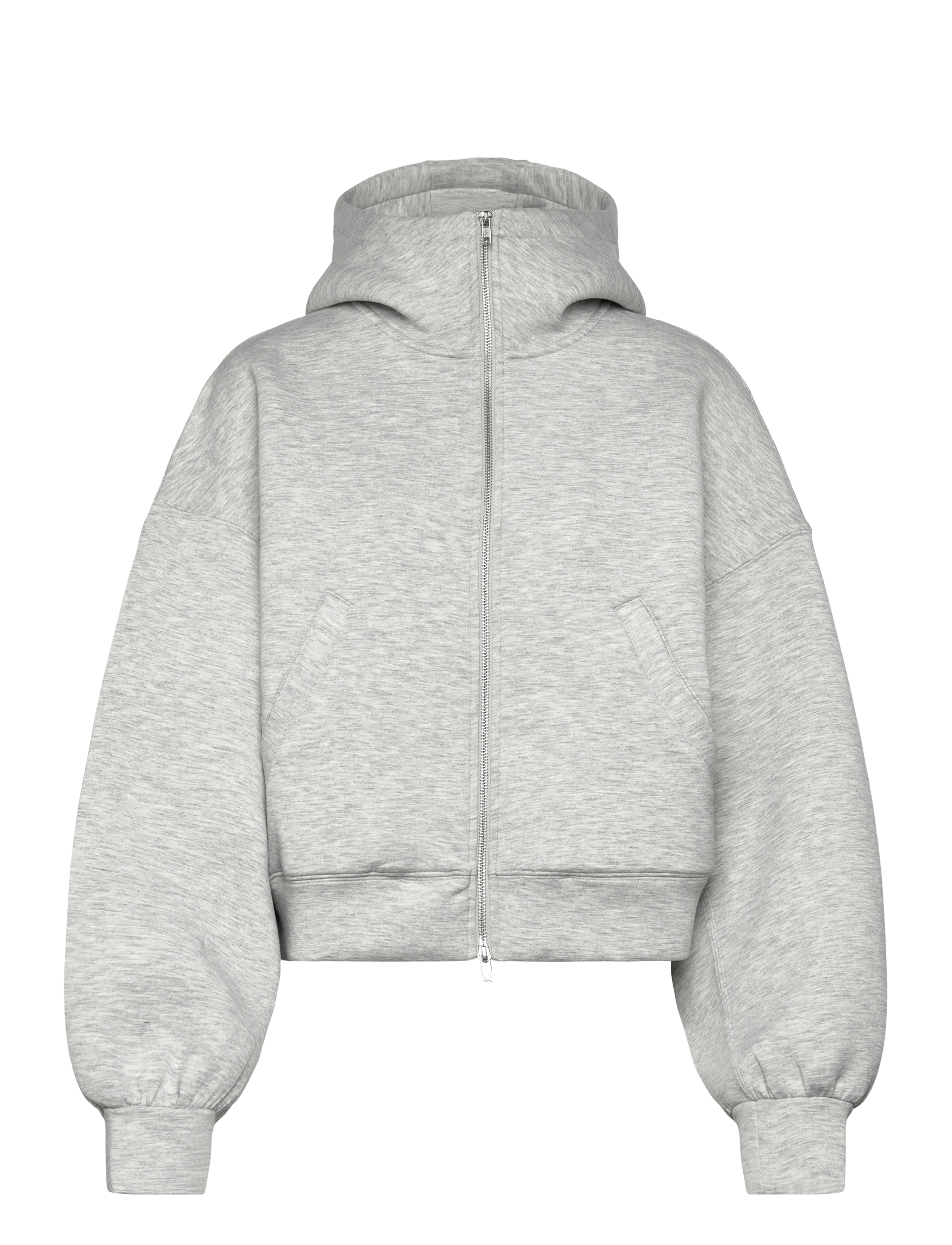 Weekday Funnel Scuba Zip Hoodie, M, Sweatshirts & Hoodies, Grau - Frauen