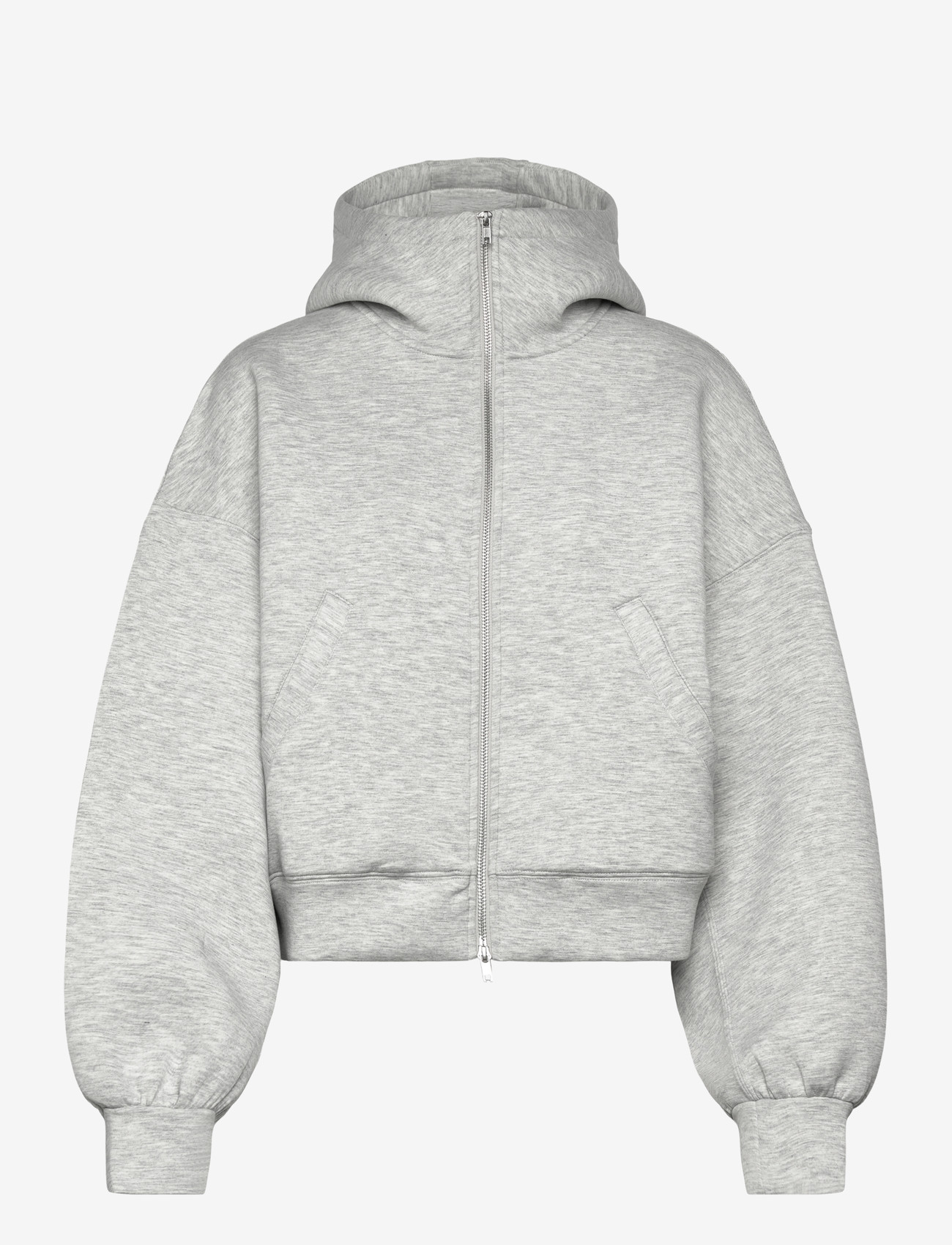 Weekday - Funnel Scuba Zip Hoodie - hættetrøjer - grey melange - 0