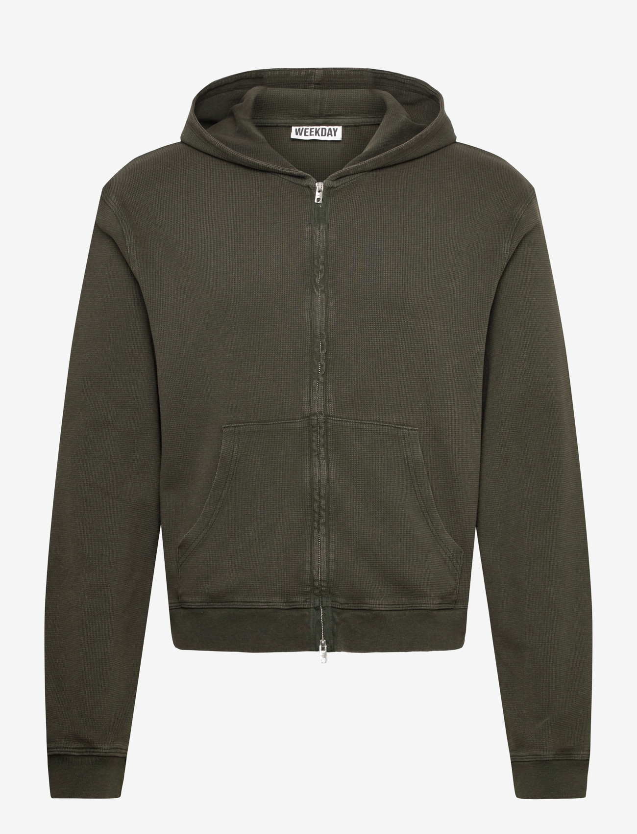 Weekday - Shrunken Zip Hoodie - hættetrøjer - dark green - 0