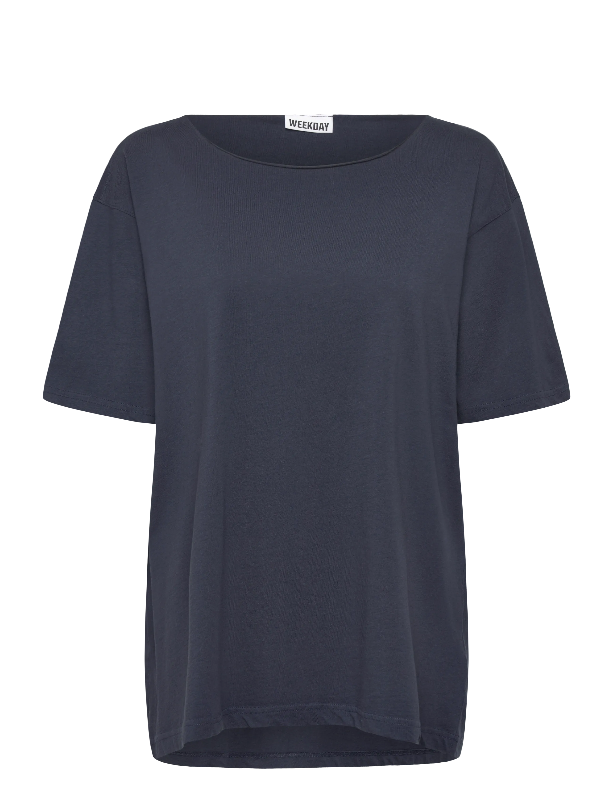 Weekday Oversized Boat Neck T-Shirt, M, Navy, T-Shirts & Toppe > Kortærmede, Dame