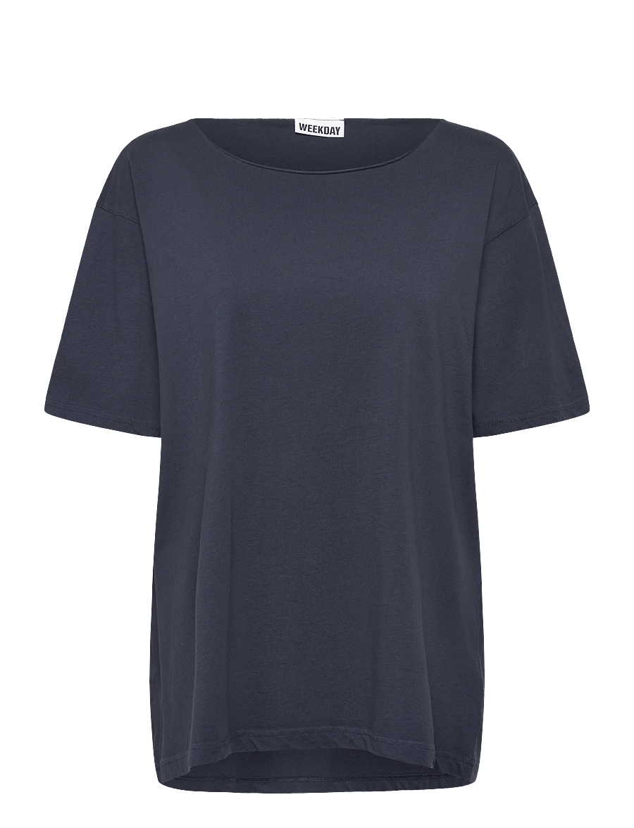 Weekday - Oversized Boat Neck T-Shirt - t-shirts - navy - 0