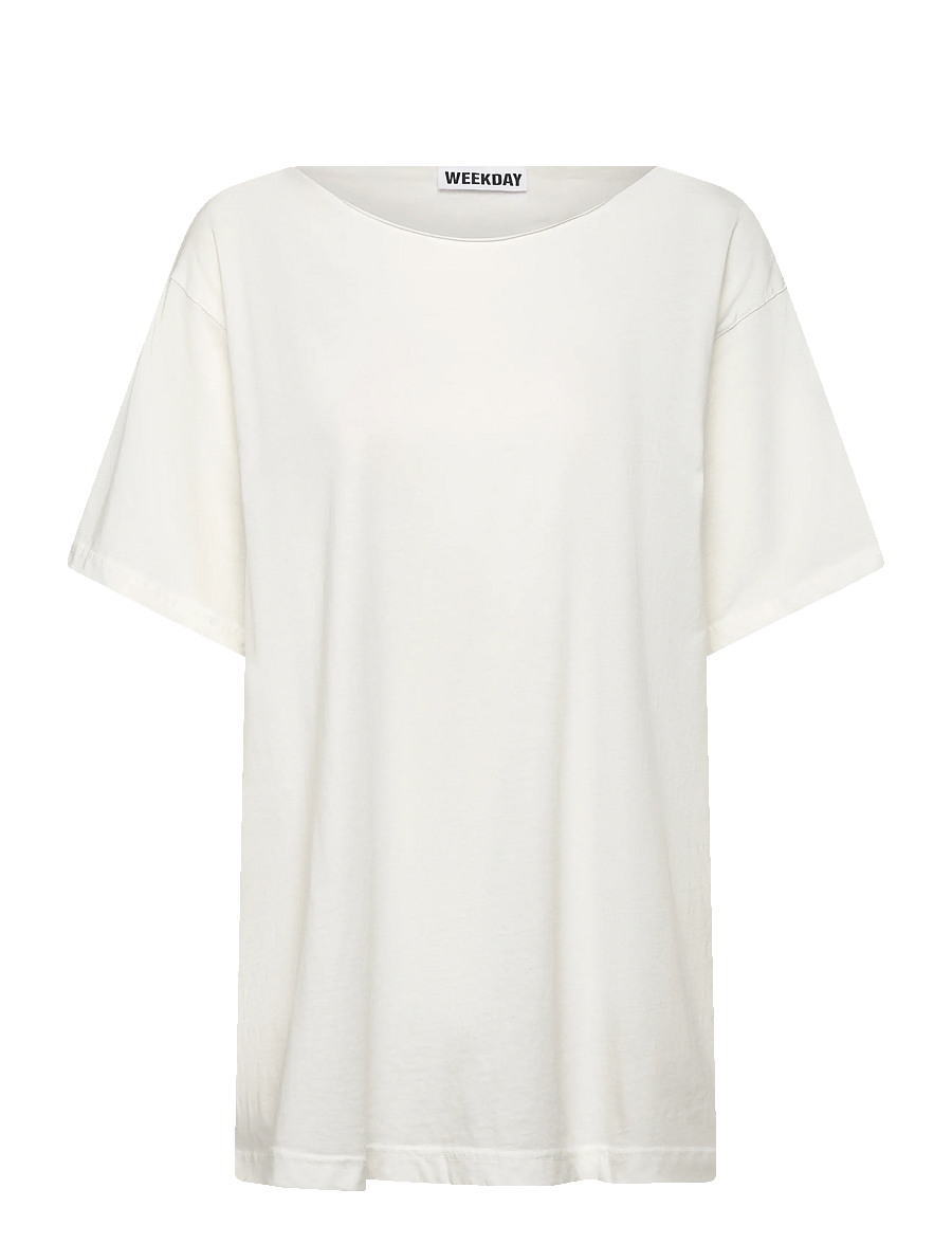 Weekday - Oversized Boat Neck T-Shirt - t-shirts - off white - 0