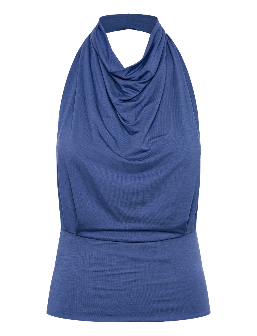 Weekday - Draped Halter Top - tanktops - blue medium - 0