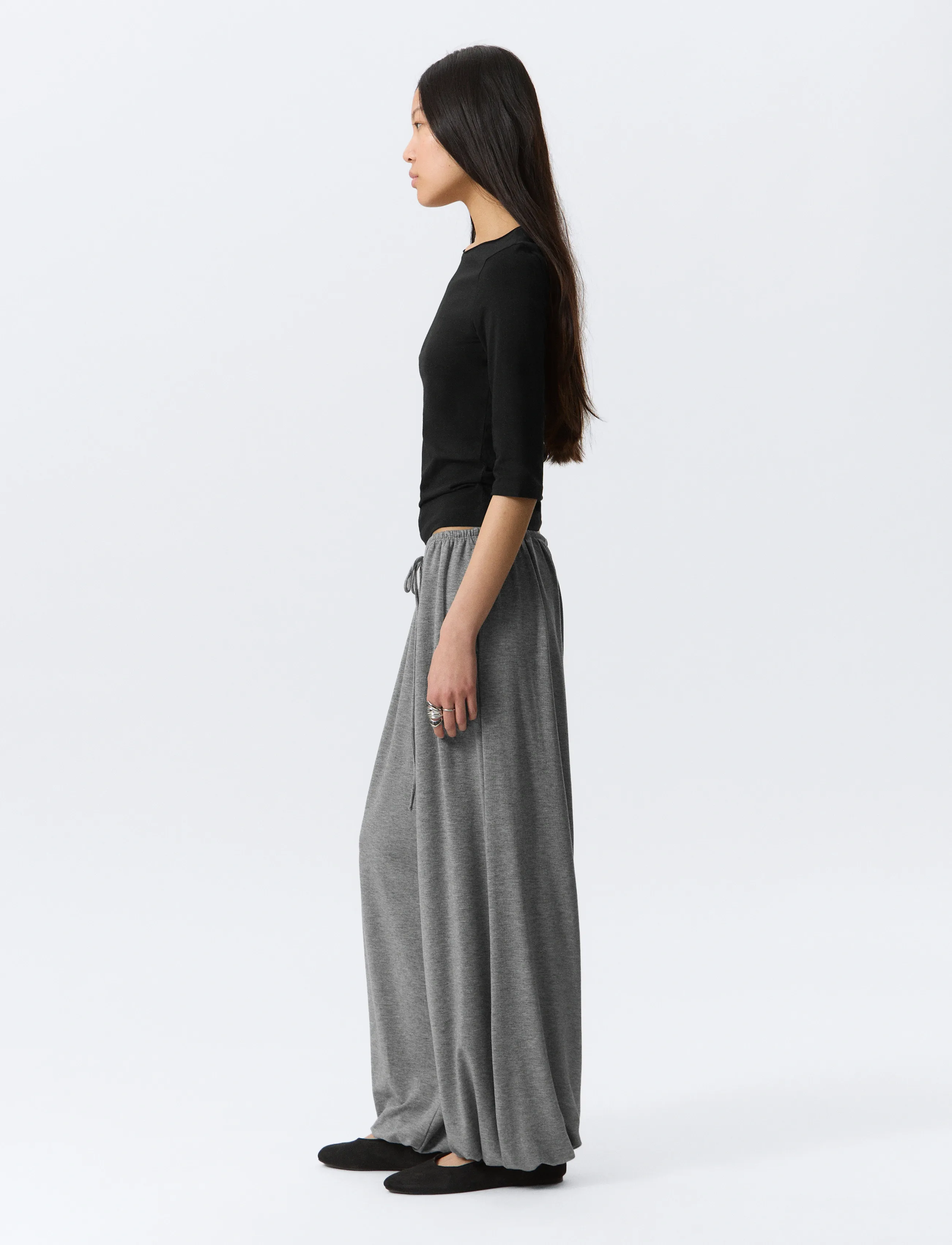 Weekday Soft Mid-Rise Balloon Trousers - Kleidung - GREY MELANGE / grey