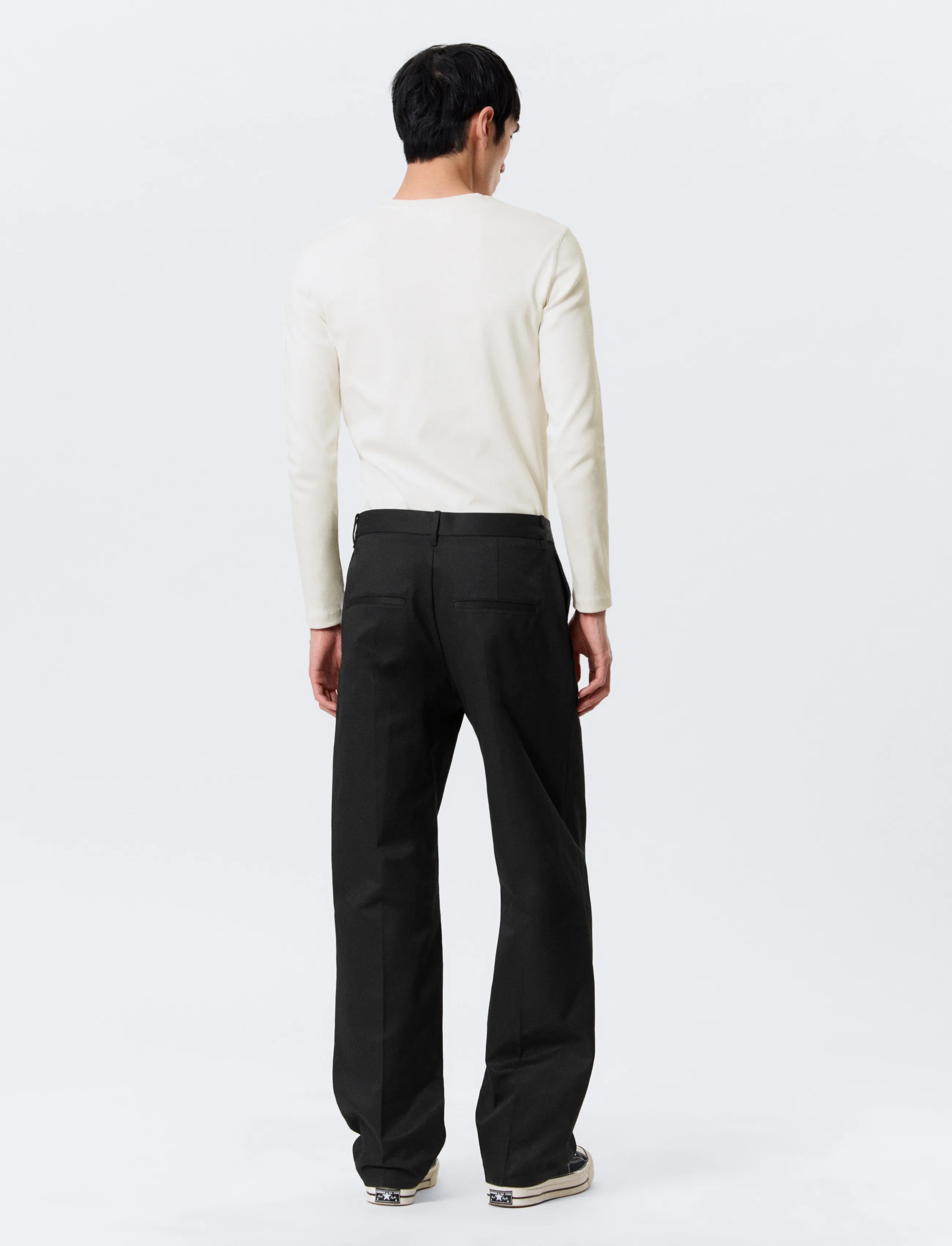 Weekday - Mid Rise Relaxed Straight Leg Chino Trousers - chino's - black - 5
