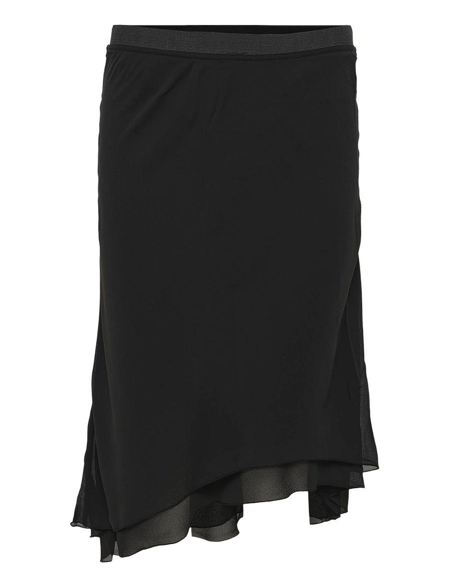 Weekday - Double Layer Assymetric Skirt - midi nederdele - black - 1