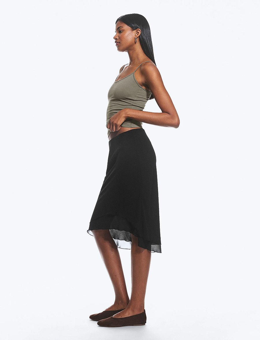 Weekday - Double Layer Assymetric Skirt - midi nederdele - black - 4