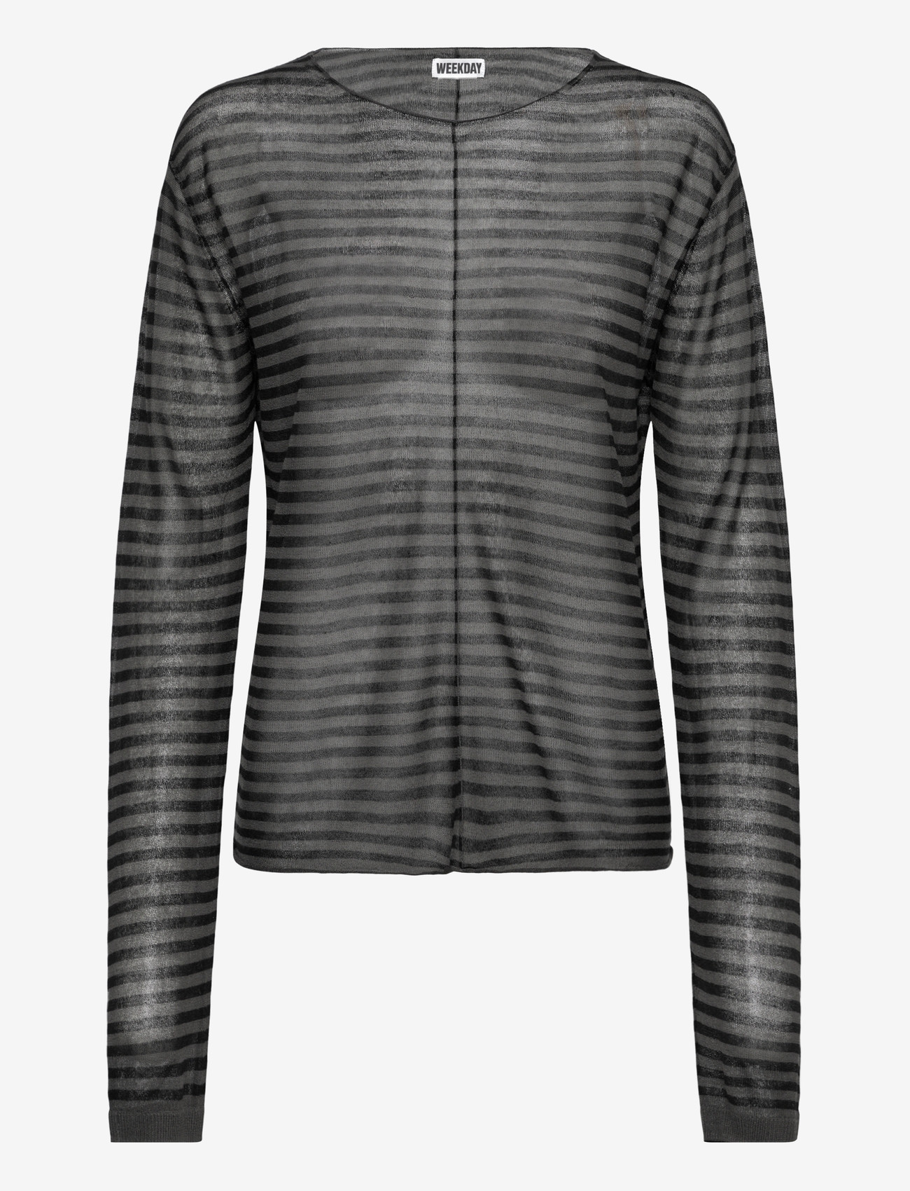 Weekday - Loose Sheer Knitted Sweater - jumpers - grey stripe - 0