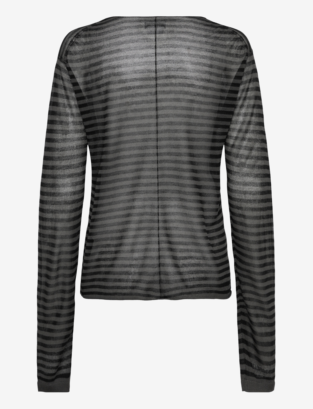 Weekday - Loose Sheer Knitted Sweater - jumpers - grey stripe - 1