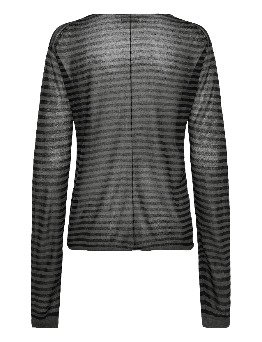 Weekday - Loose Sheer Knitted Sweater - stickade tröjor - grey stripe - 1