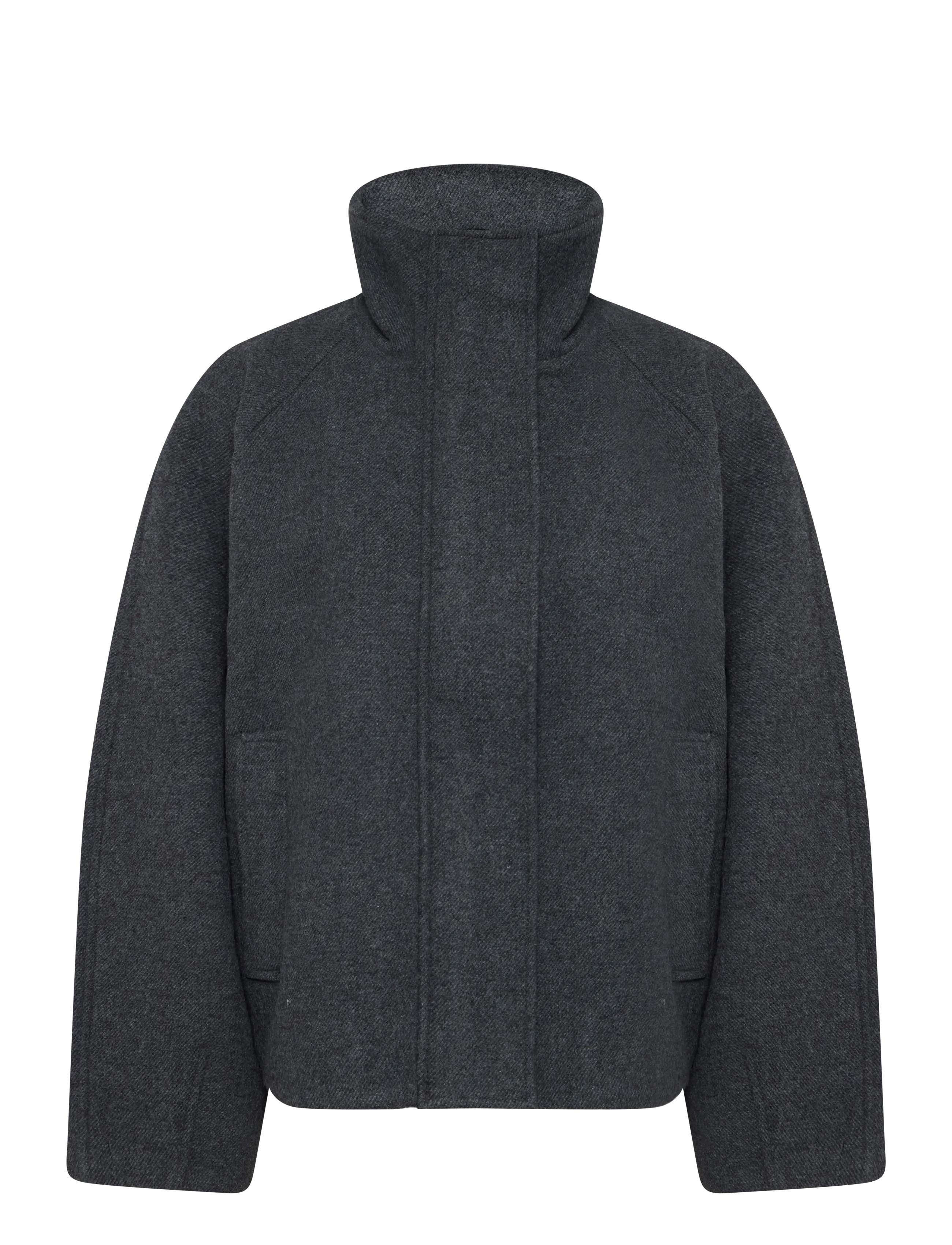 Weekday Wool-blend funnel jacket - Jackor - DARK GREY MELANGE / grey