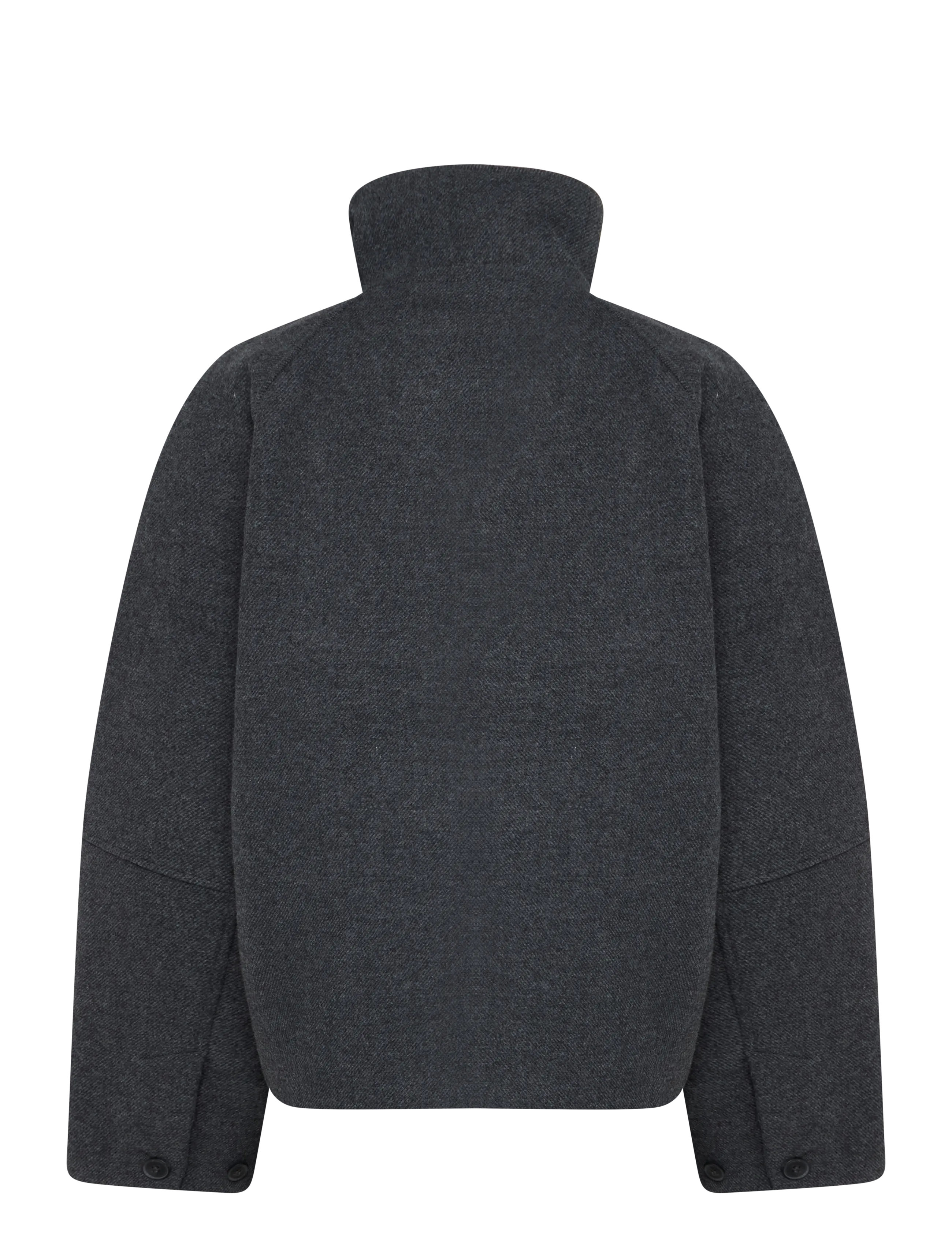 Weekday - Wool-blend funnel jacket - ulljackor - dark grey melange - 1