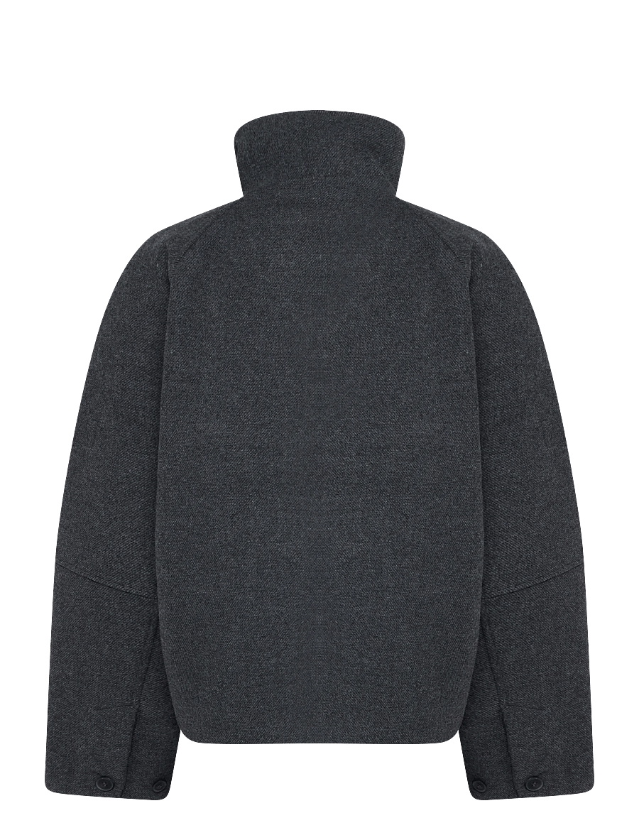 Weekday - Wool-blend funnel jacket - ulljackor - dark grey melange - 1