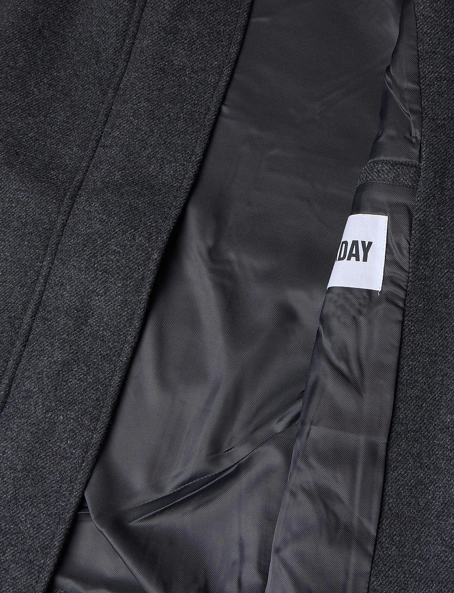 Weekday - Wool-blend funnel jacket - ulljackor - dark grey melange - 5