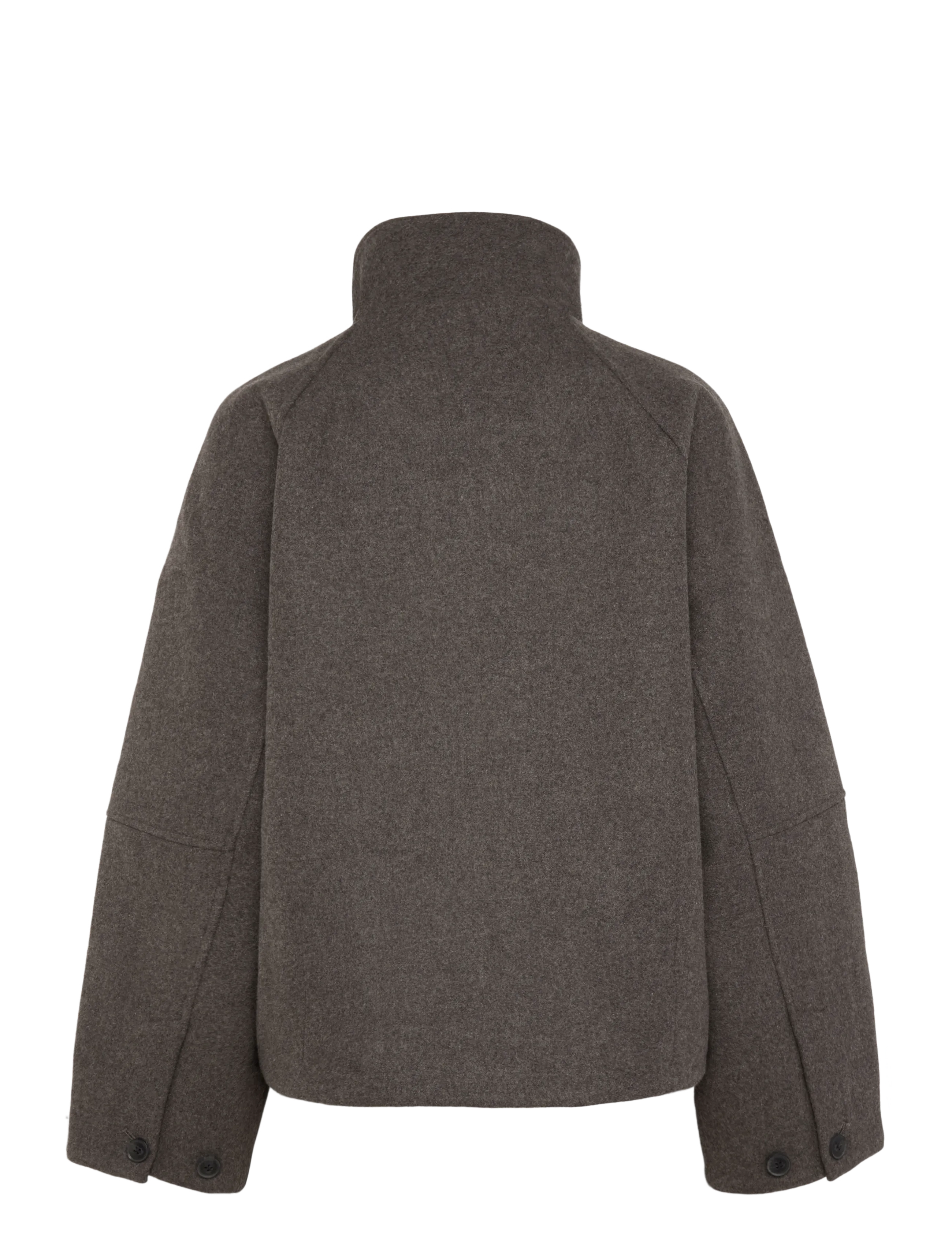 Weekday - Wool-blend funnel jacket - dark mole melange - 1