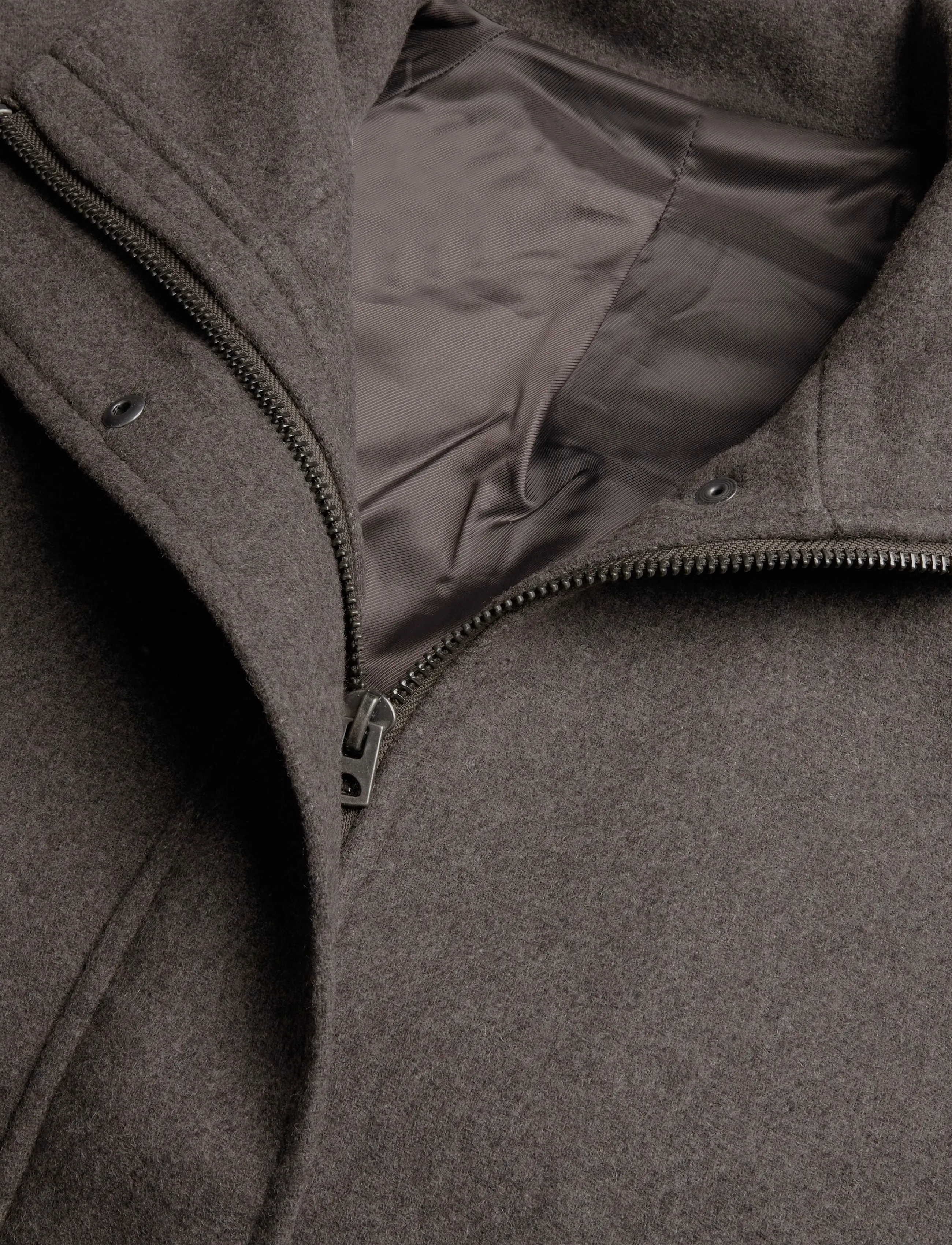 Weekday - Wool-blend funnel jacket - dark mole melange - 2