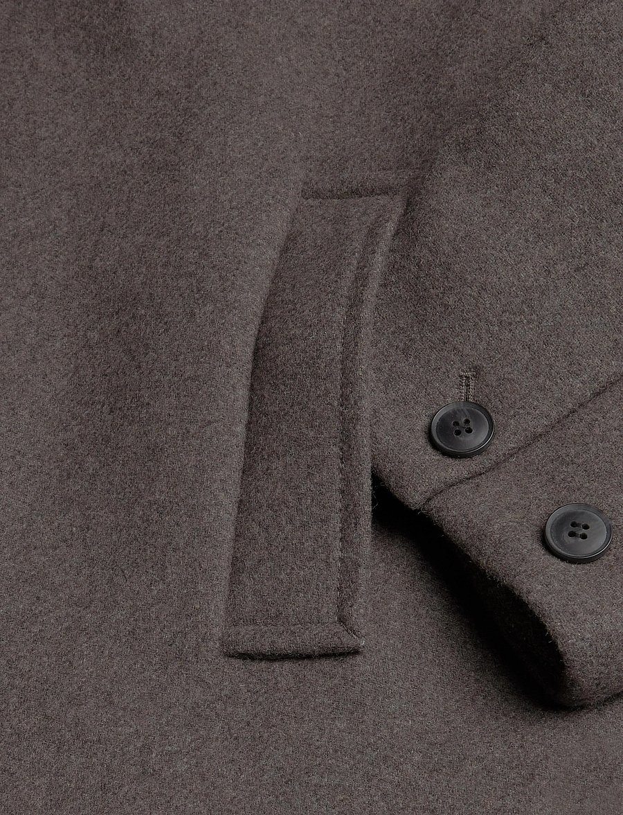 Weekday - Wool-blend funnel jacket - uldjakker - dark mole melange - 3