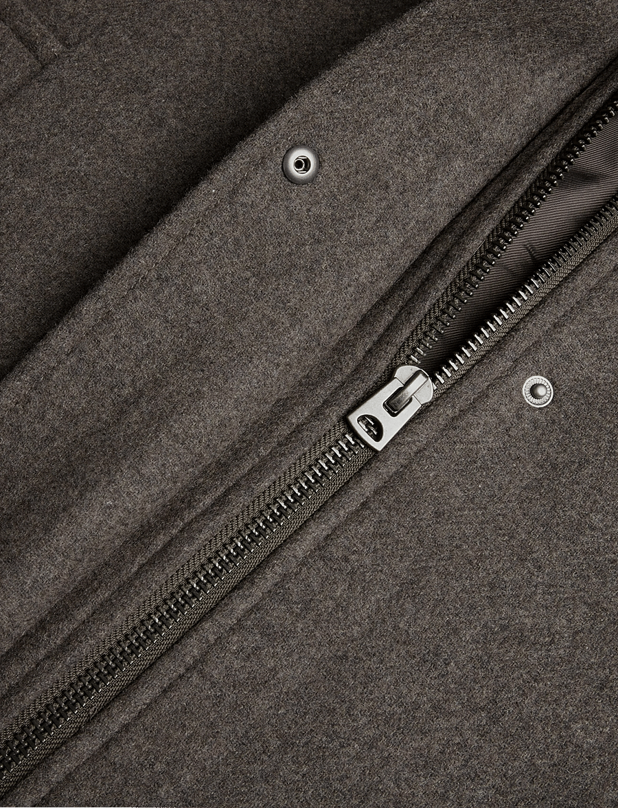Weekday - Wool-blend funnel jacket - uldjakker - dark mole melange - 4