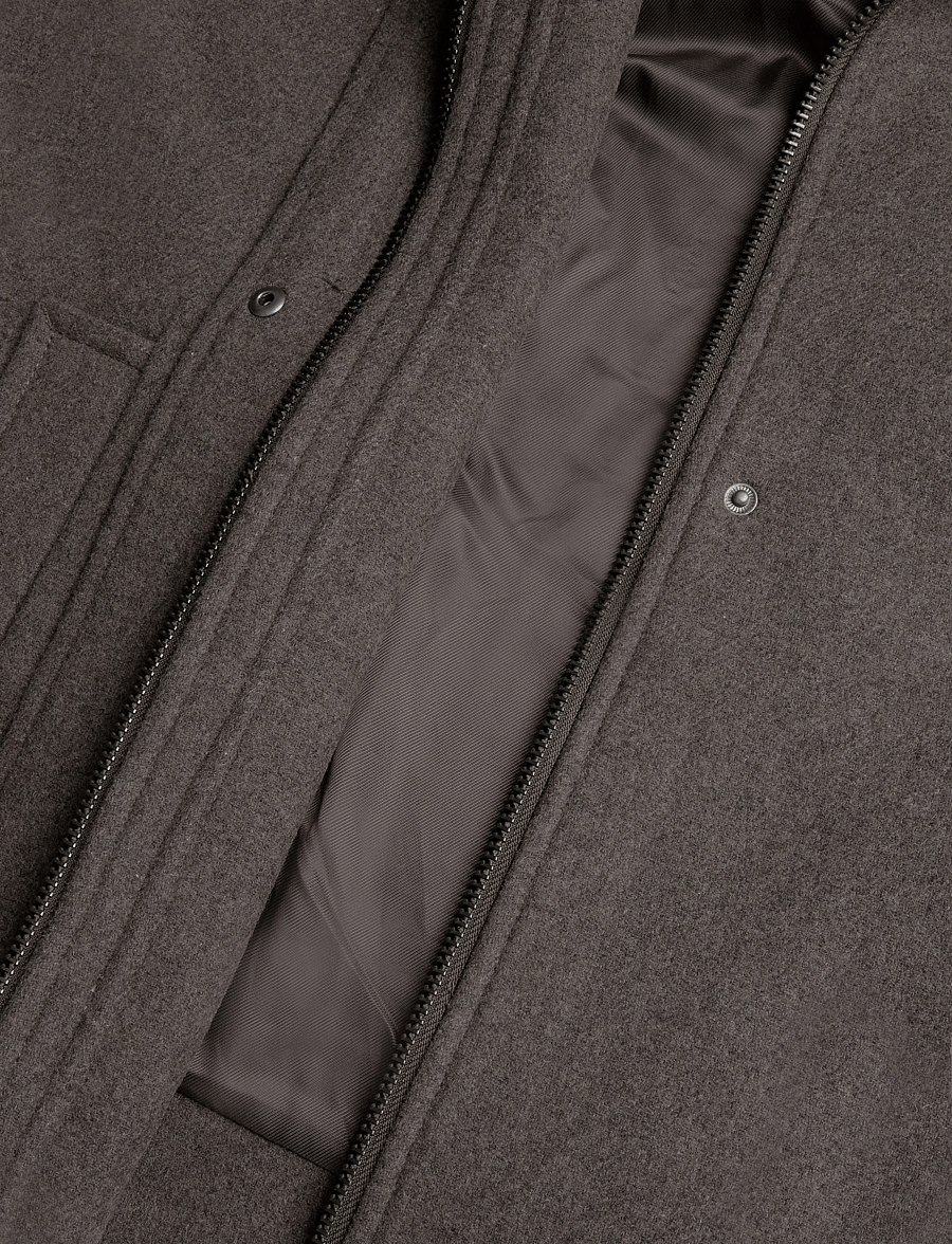 Weekday - Wool-blend funnel jacket - uldjakker - dark mole melange - 5
