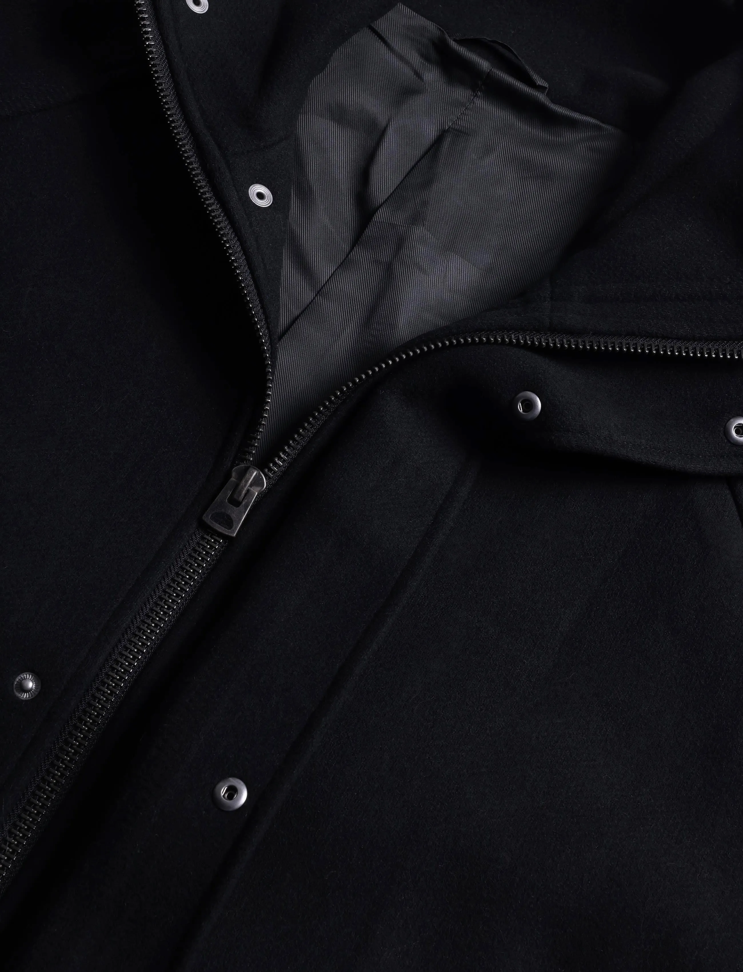 Weekday - Wool-blend funnel jacket - ulljackor - off black melange - 2