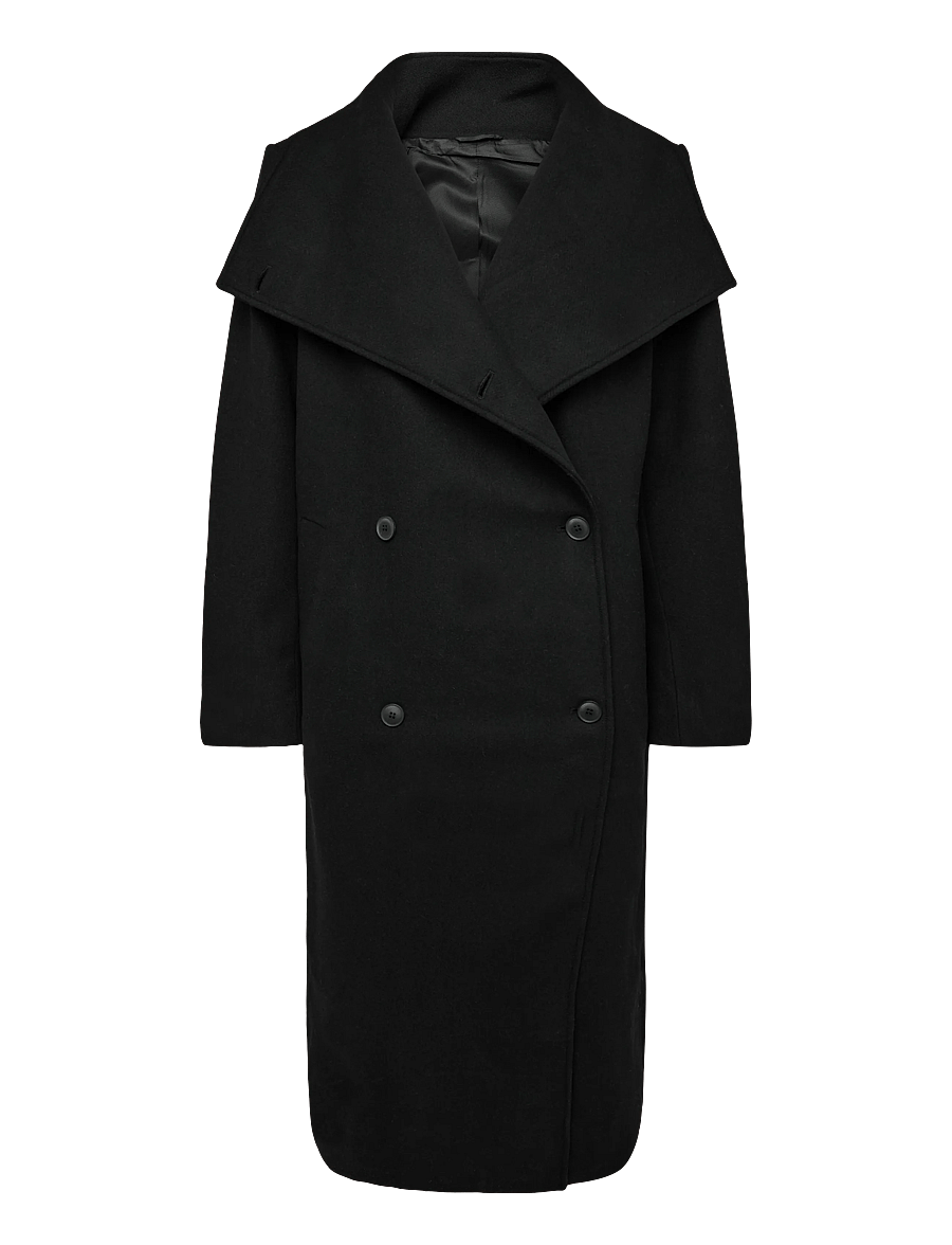 Weekday - Frame Wool Coat - winter jackets - black - 0