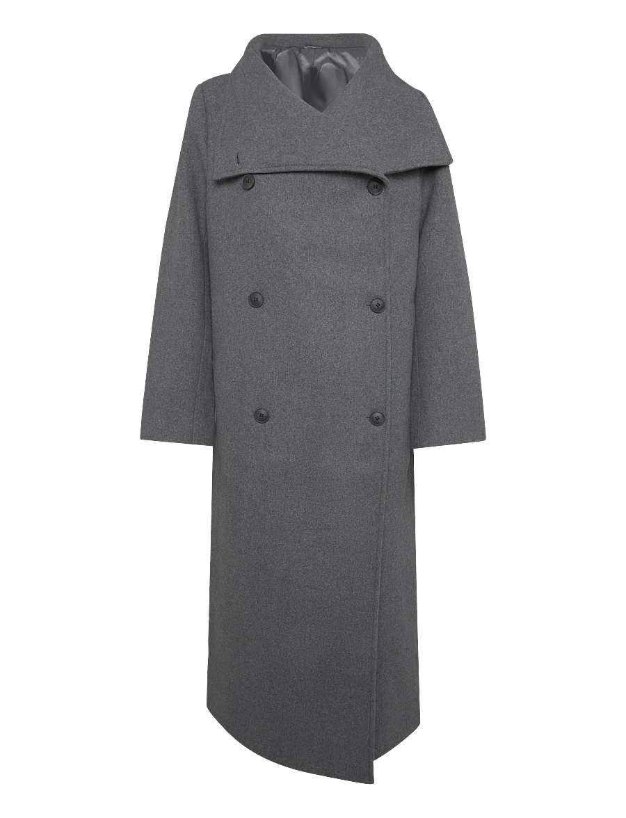 Weekday - Frame Wool Coat - vinterjackor - grey melange dark - 0