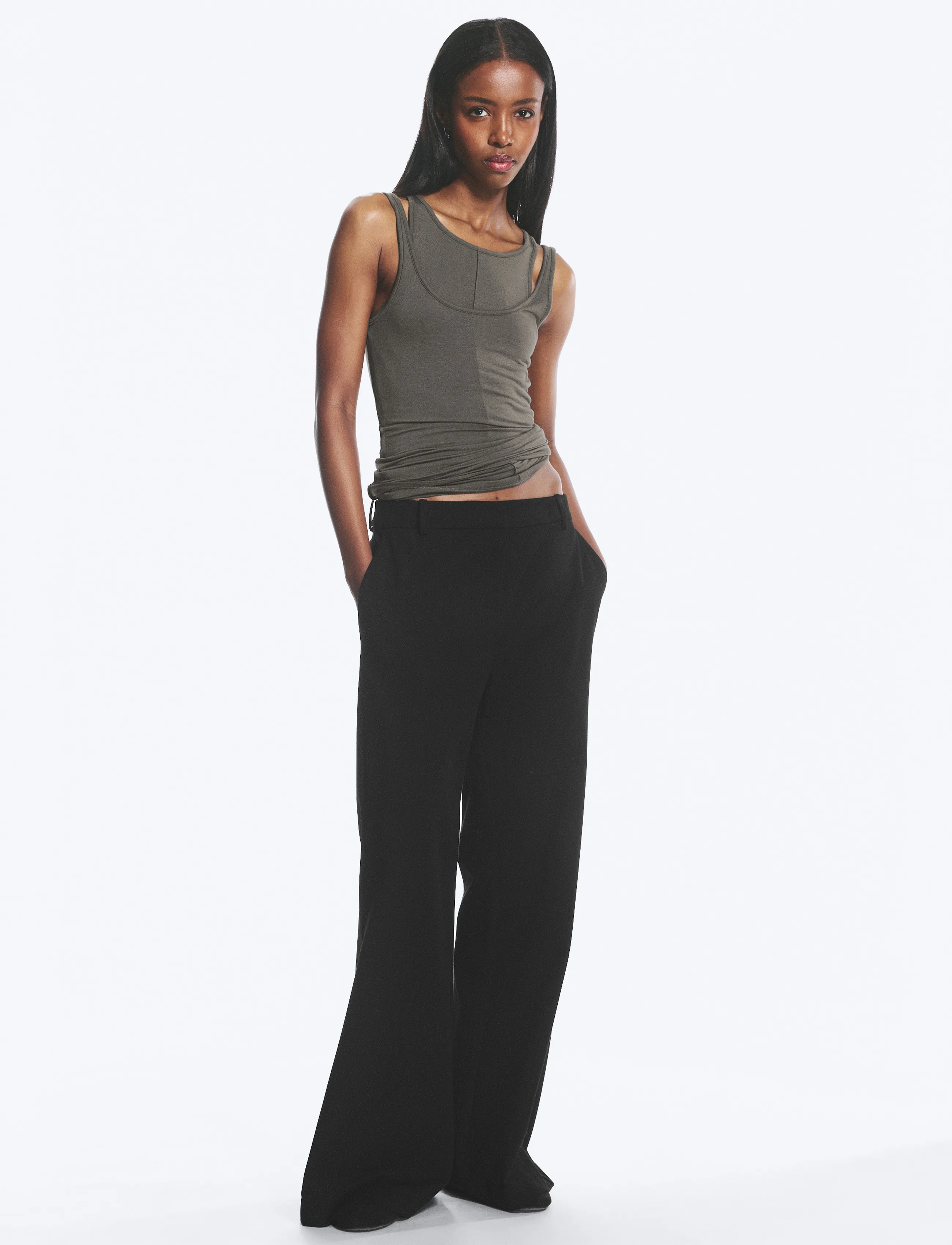 Weekday Flared suit trousers - Püksid - BLACK / black