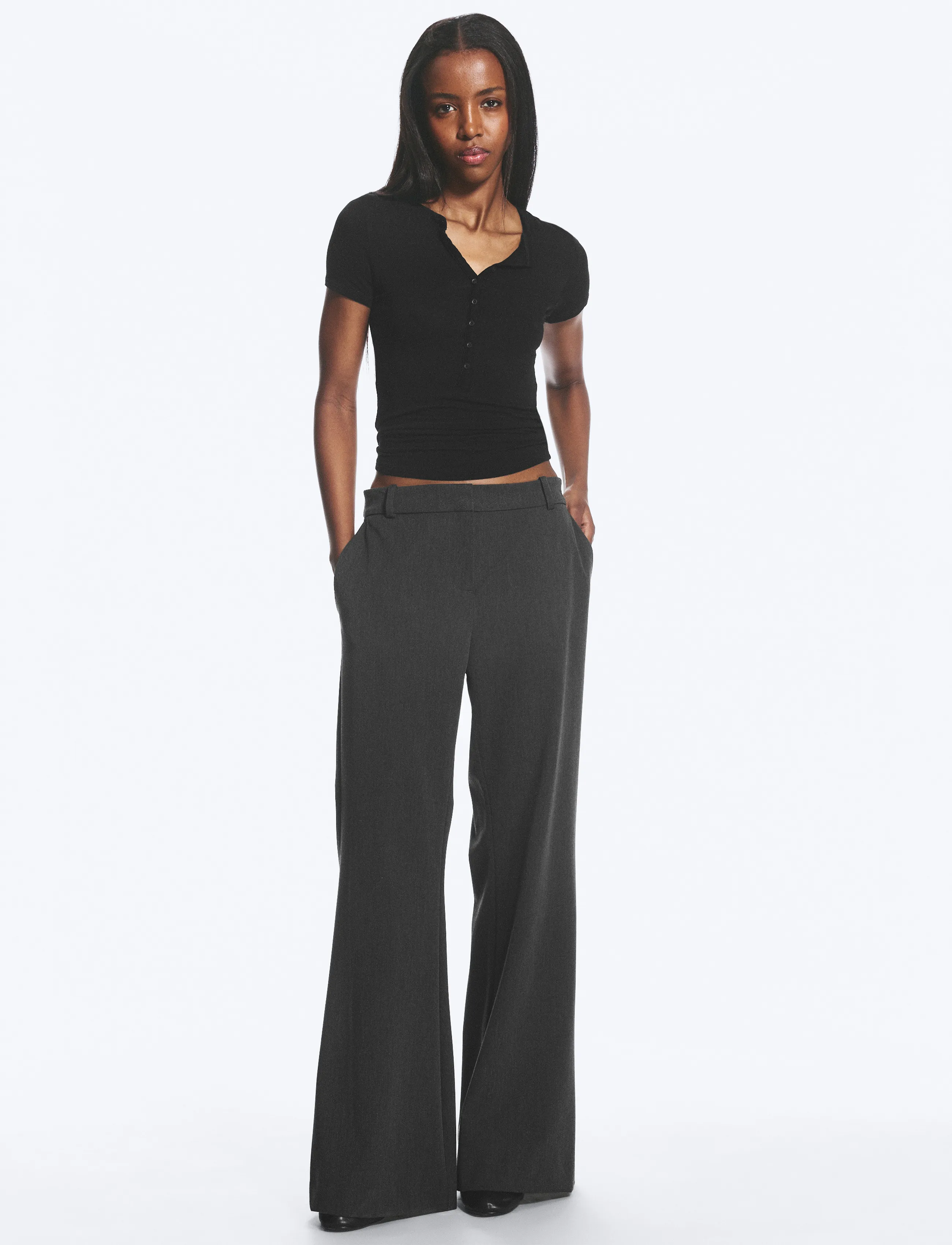 Weekday Flared suit trousers - Hosen - DARK GREY MELANGE / grey