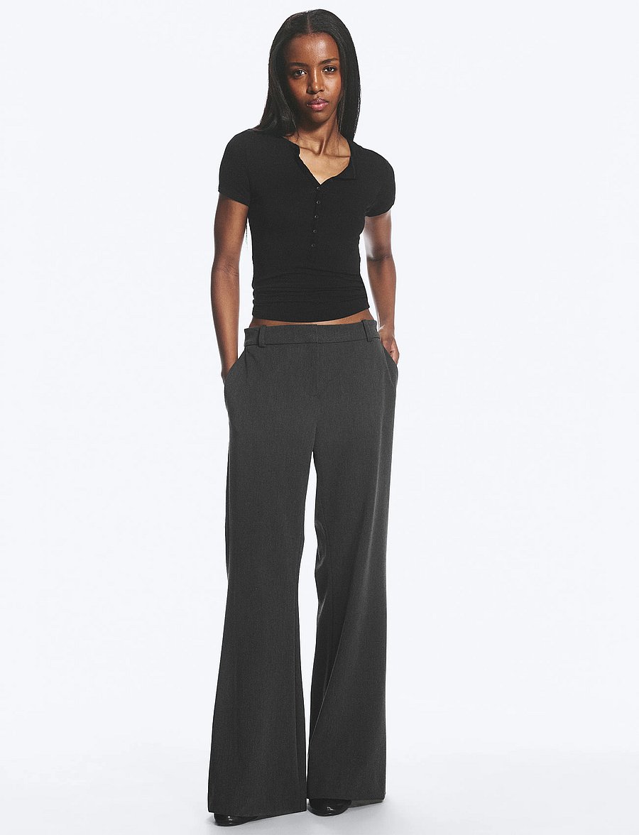Weekday - Flared suit trousers - schlaghosen - dark grey melange - 0