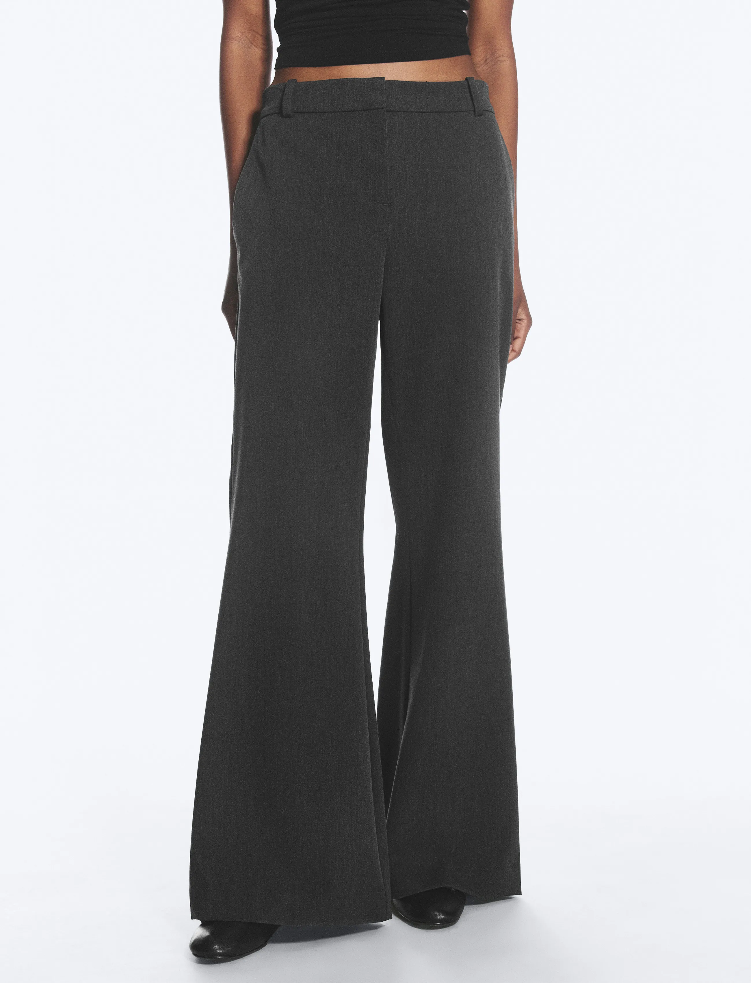 Weekday - Flared suit trousers - schlaghosen - dark grey melange - 3