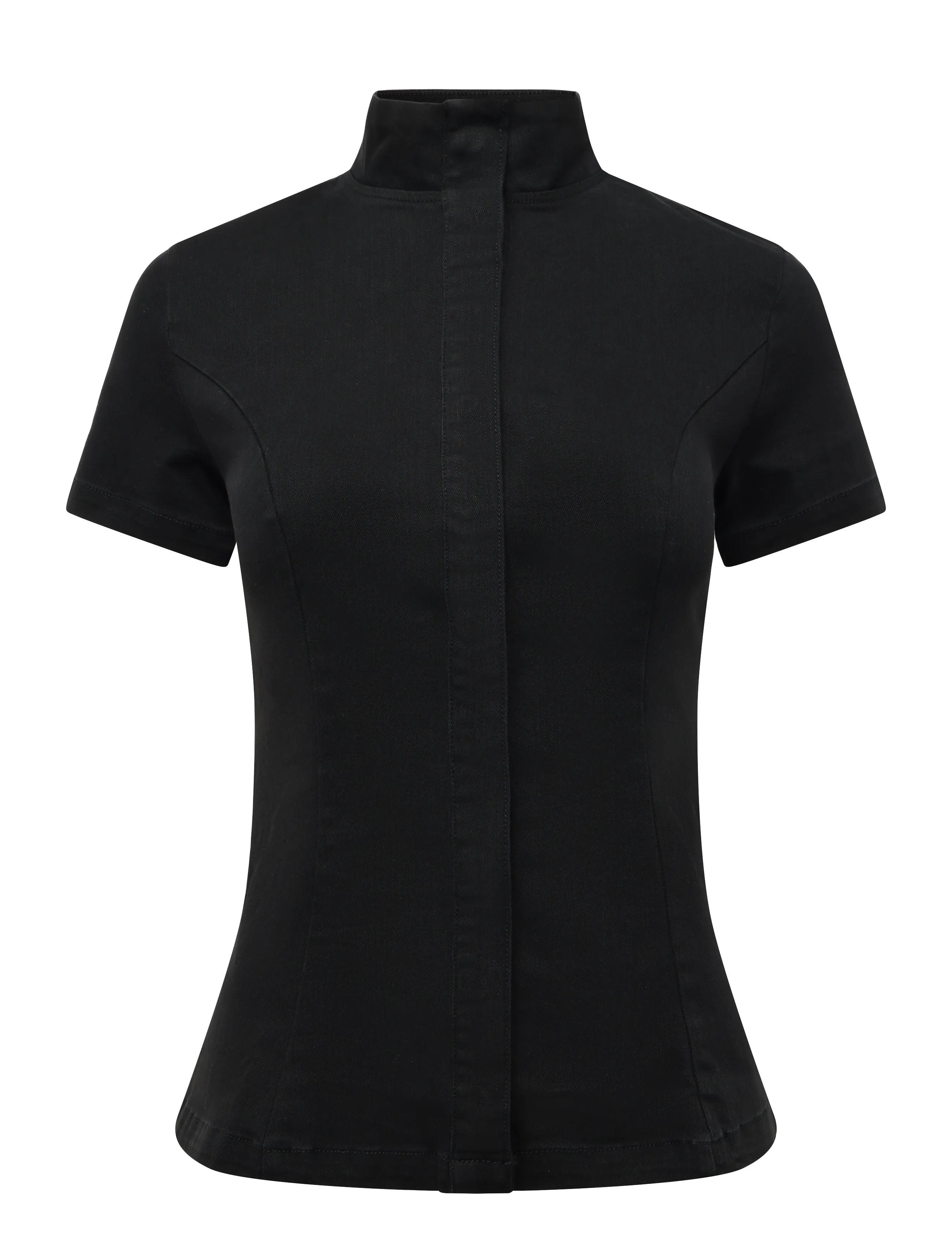 Weekday Fitted Cotton Top, 34, Black, Skjorter > Kortærmede, Dame