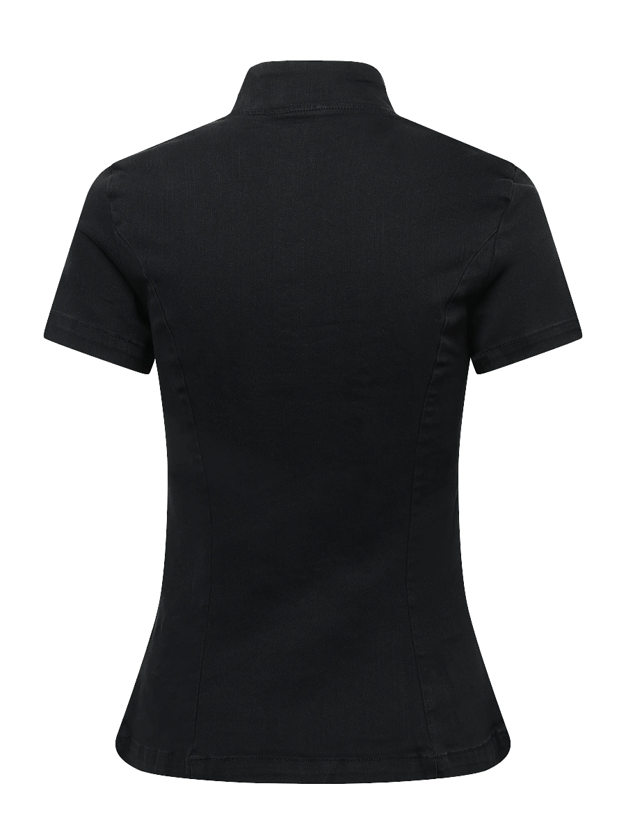 Weekday - Fitted Cotton Top - kortärmade skjortor - black - 1
