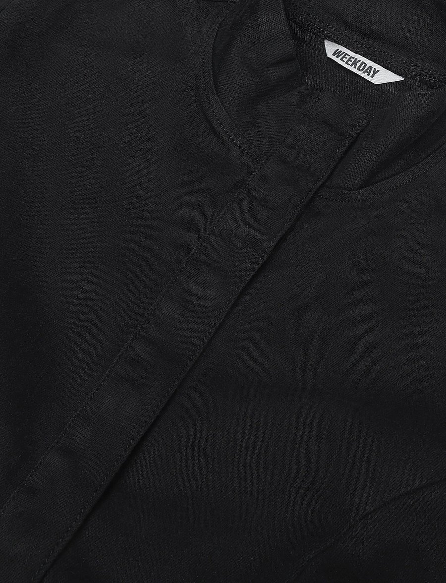 Weekday - Fitted Cotton Top - kortärmade skjortor - black - 2