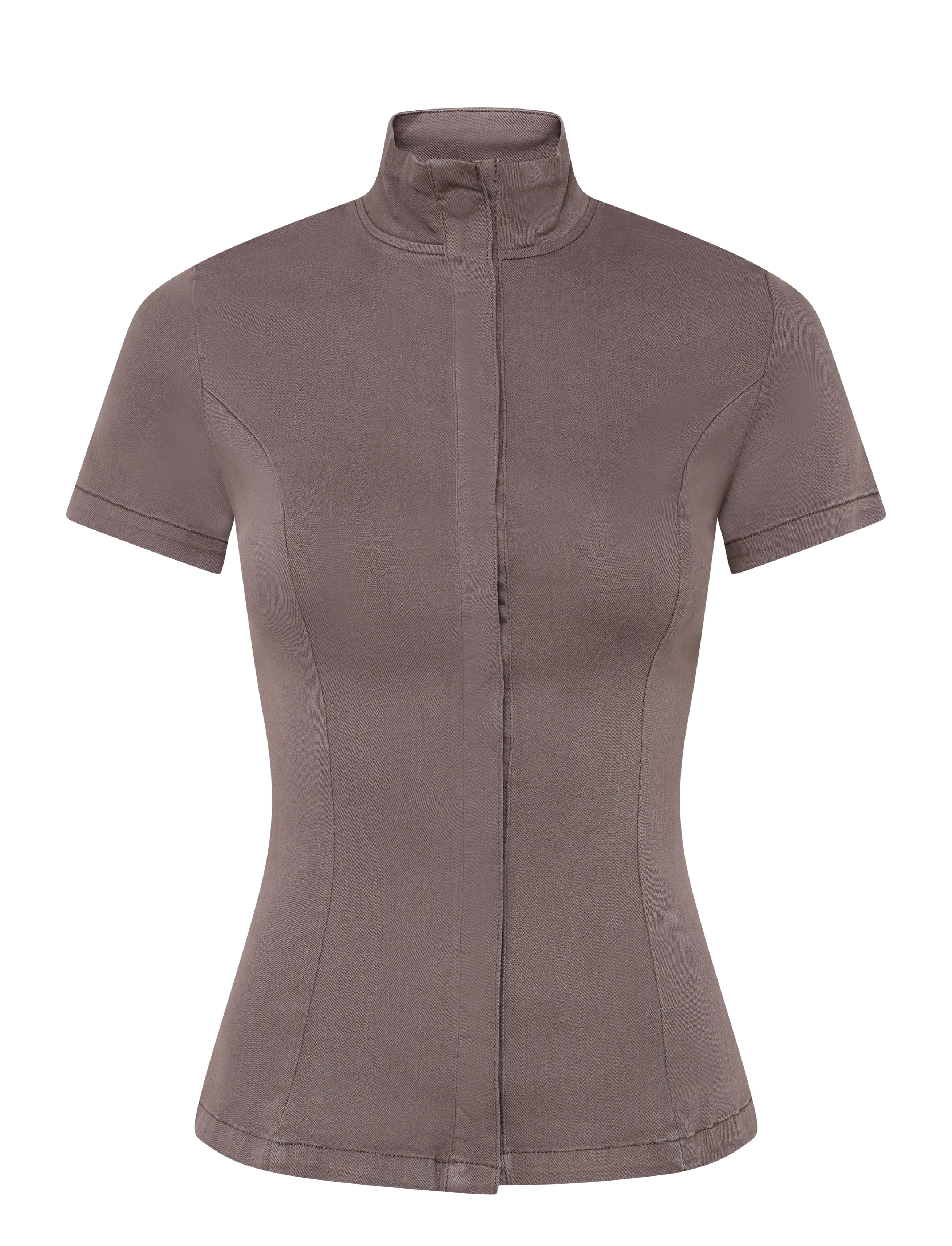 Weekday Fitted Cotton Top, 44, Shirts, Grau - Short-sleeved, Frauen