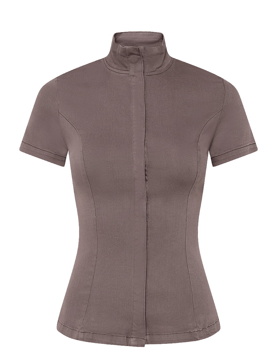 Weekday - Fitted Cotton Top - kurzärmlige hemden - dusty grey - 0