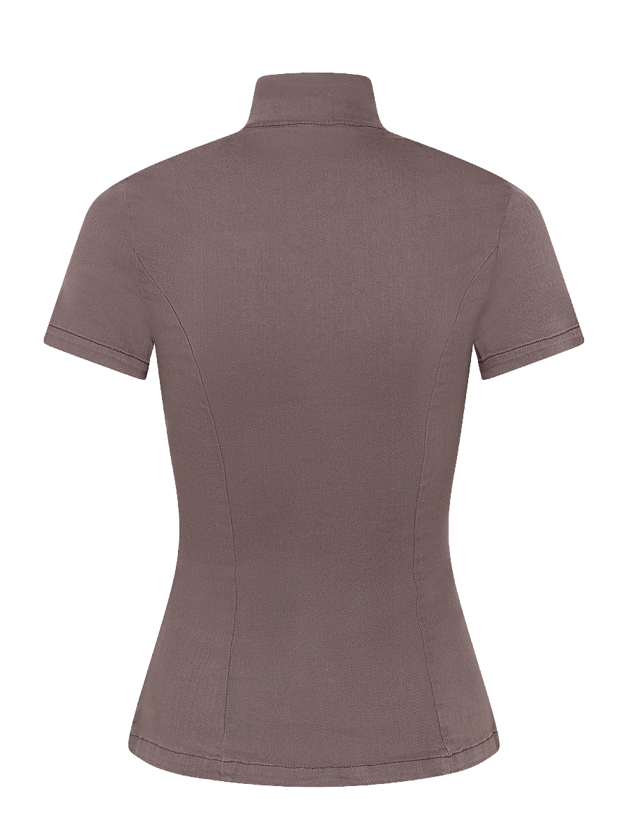 Weekday - Fitted Cotton Top - kurzärmlige hemden - dusty grey - 1