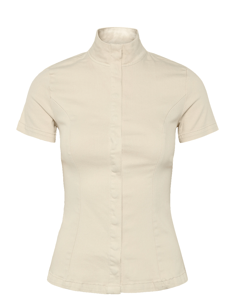Weekday - Fitted Cotton Top - lühikeste varrukatega särgid - mole - 0