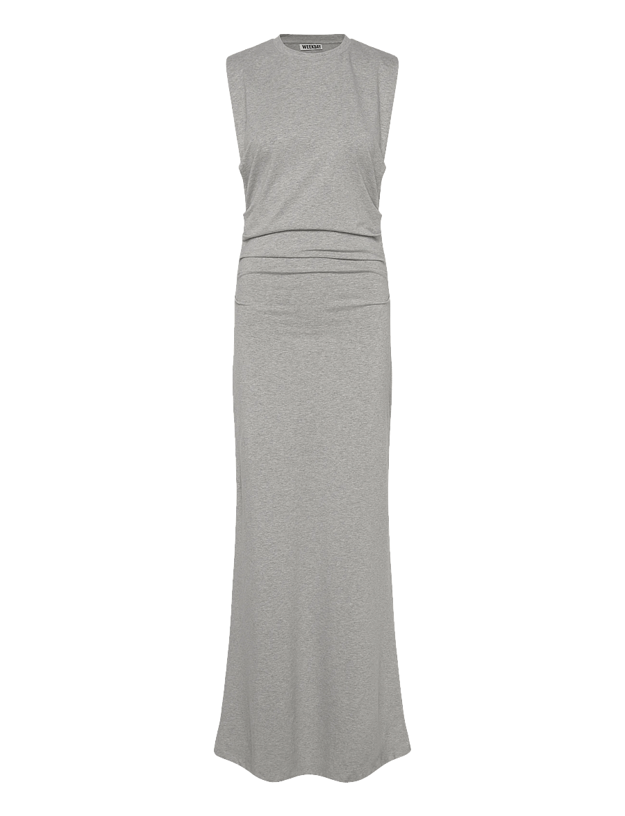 Weekday - Pleated Sleeveless Maxi Dress - maxi kjoler - grey melange - 0