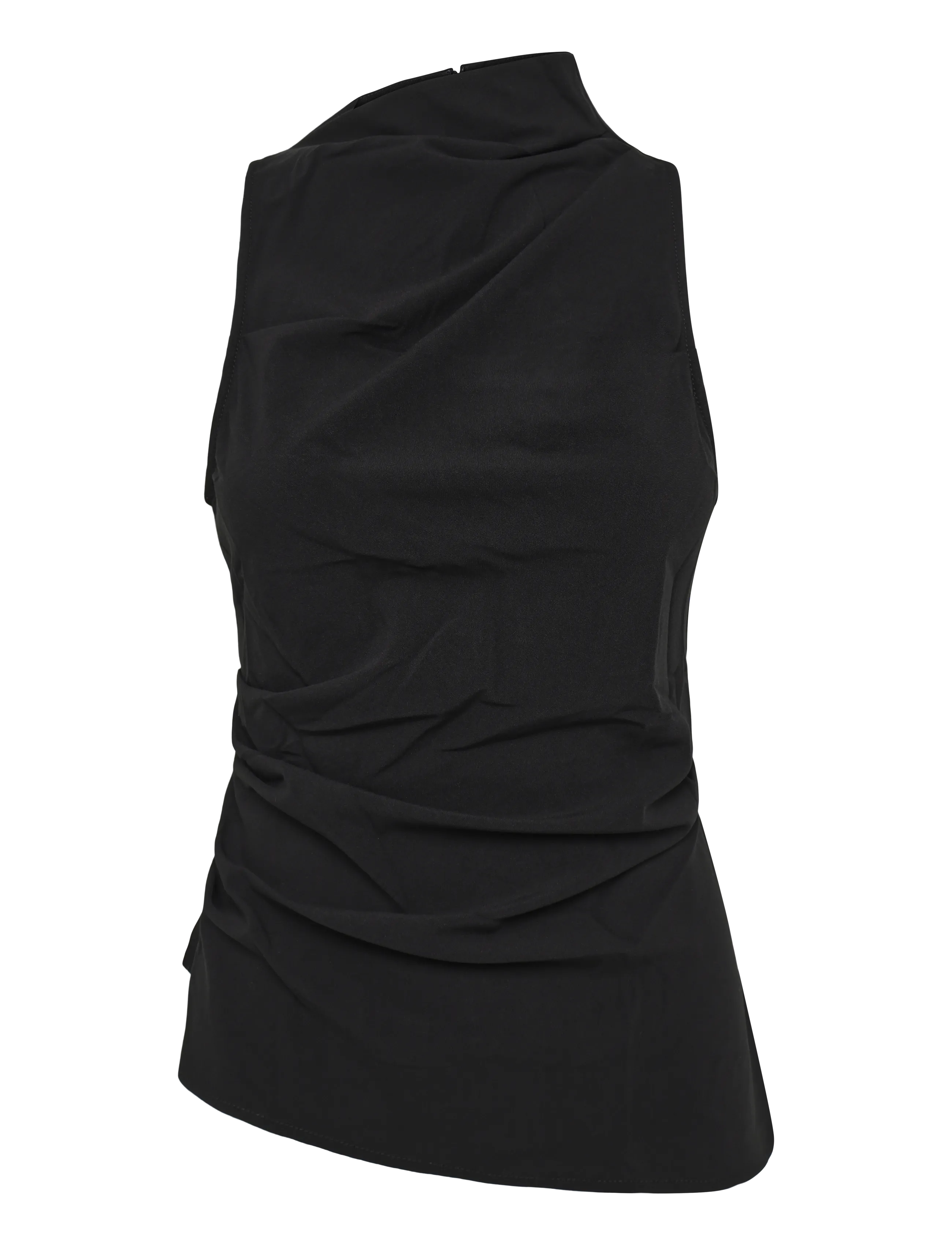 Weekday Asymmetric Sleeveless Suiting Top, Kvinder, Asymmetrisk Draperet Top, Sort, Str: 34