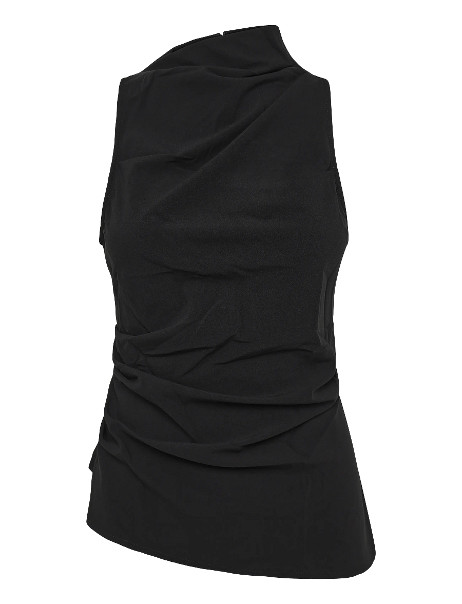 Weekday - Asymmetric Sleeveless Suiting Top - Ærmeløse bluser - black - 0