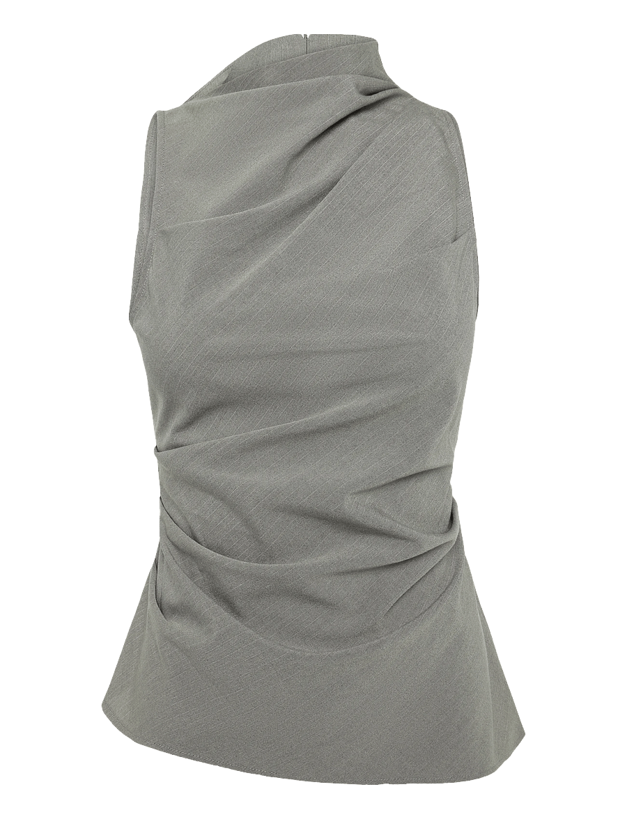 Weekday - Asymmetric Sleeveless Suiting Top - Ærmeløse bluser - mid grey - 0