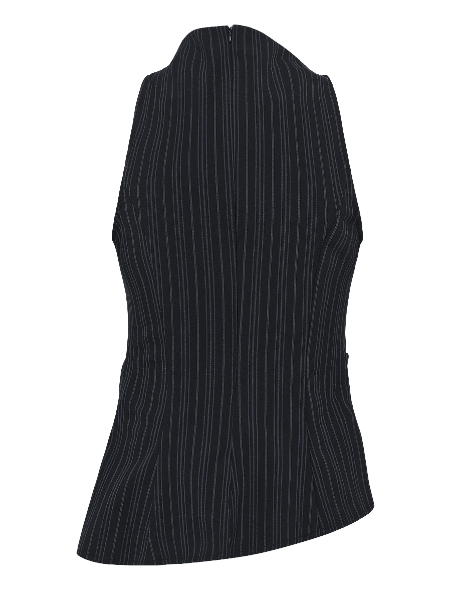 Weekday - Asymmetric Sleeveless Suiting Top - Ærmeløse bluser - navy stripe - 1