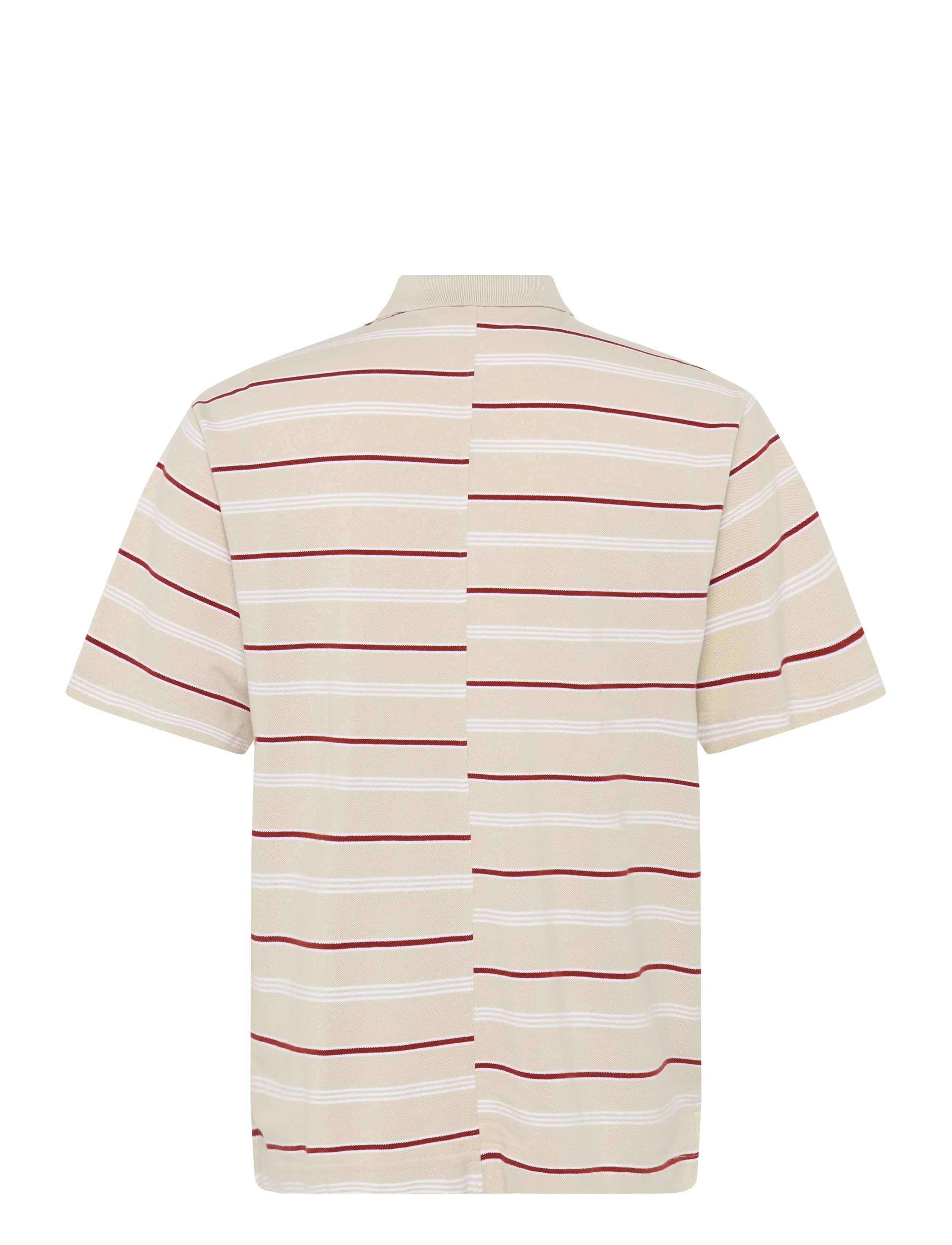 Weekday - Boxy Loose Polo Shirt - beige/white/red stripe - 1
