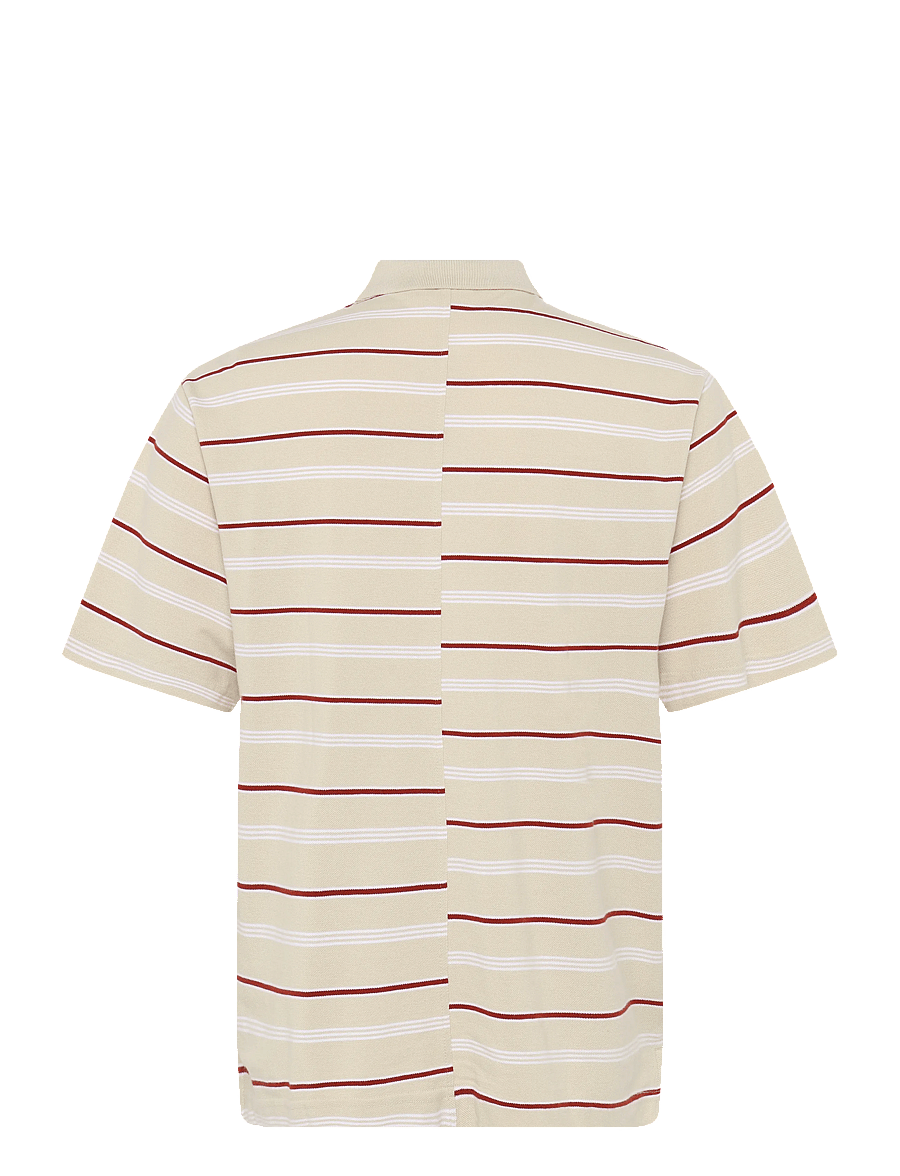 Weekday - Boxy Loose Polo Shirt - kurzärmelig - beige/white/red stripe - 1