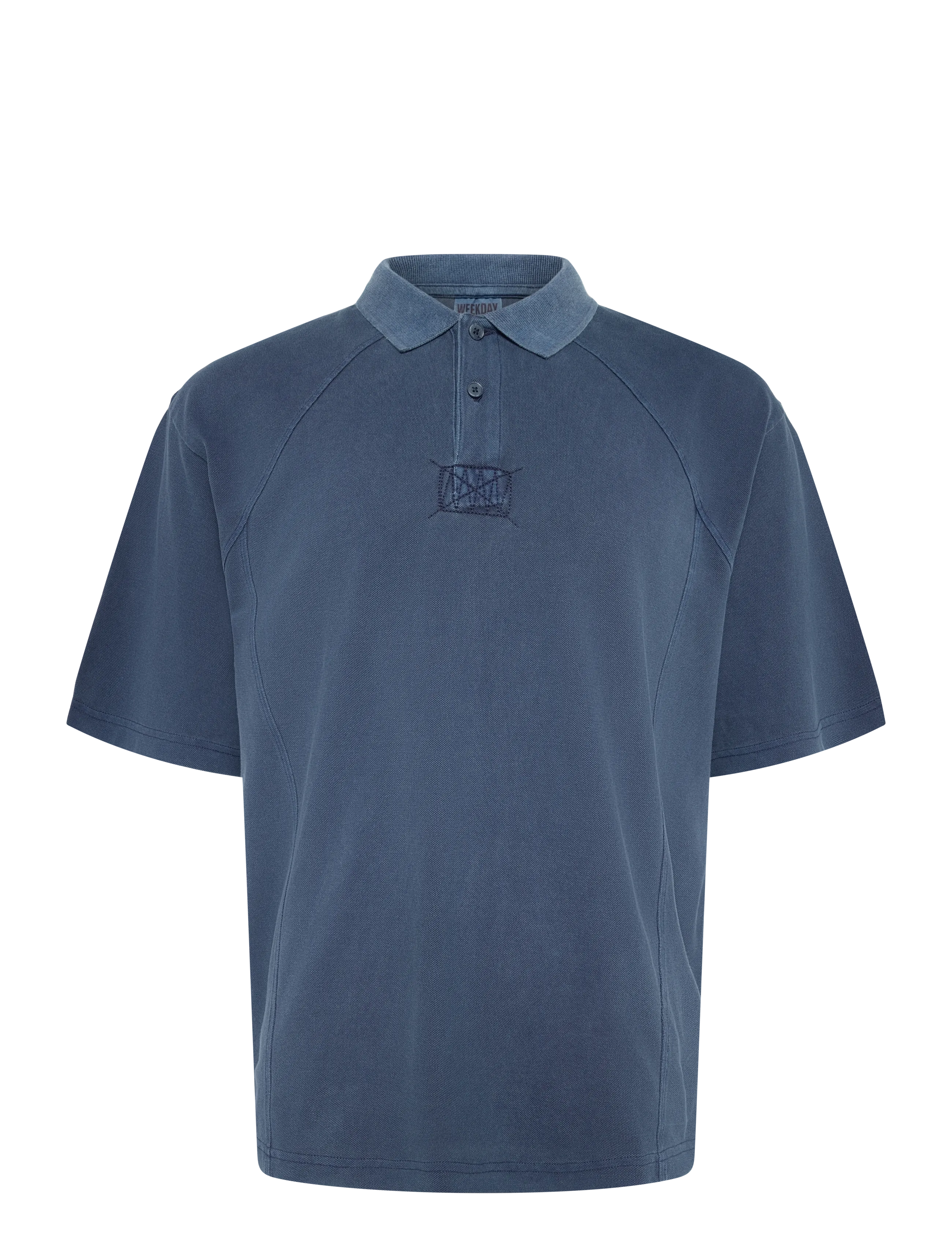 Weekday Boxy Loose Polo Shirt, Mænd, Løs Stribet Poloshirt, Navy, Str: XS