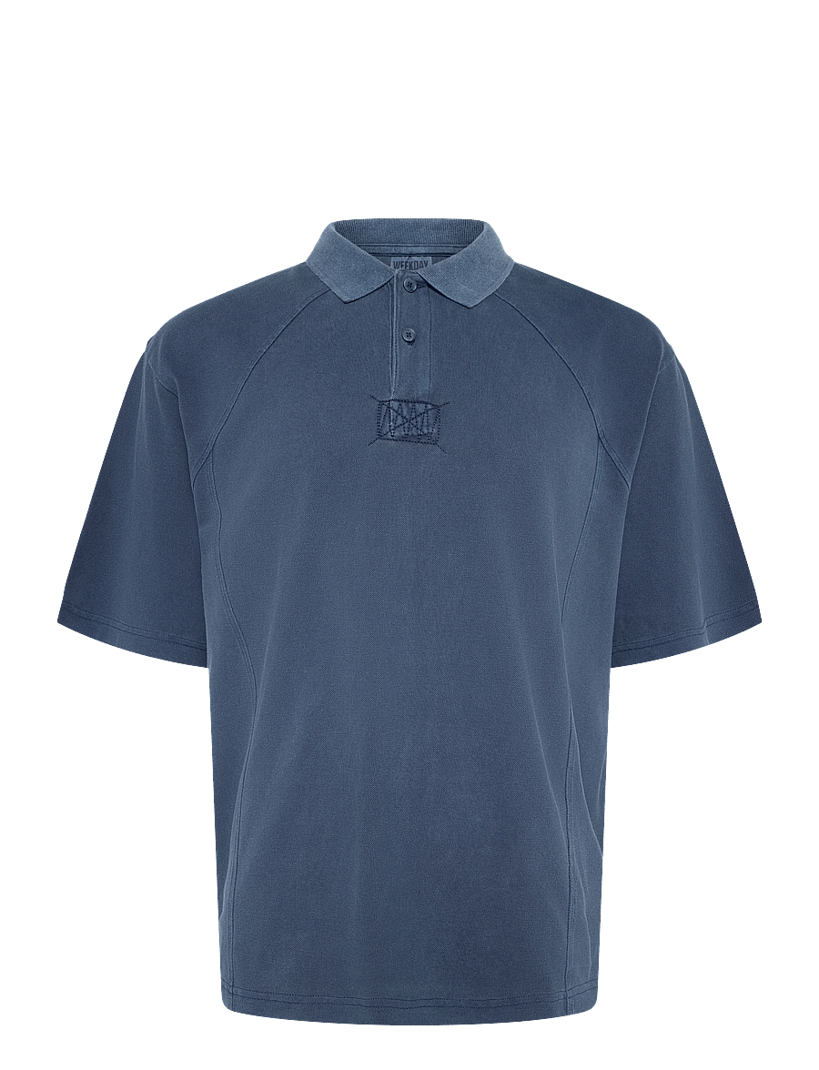 Weekday - Boxy Loose Polo Shirt - korte mouwen - dark blue - 0