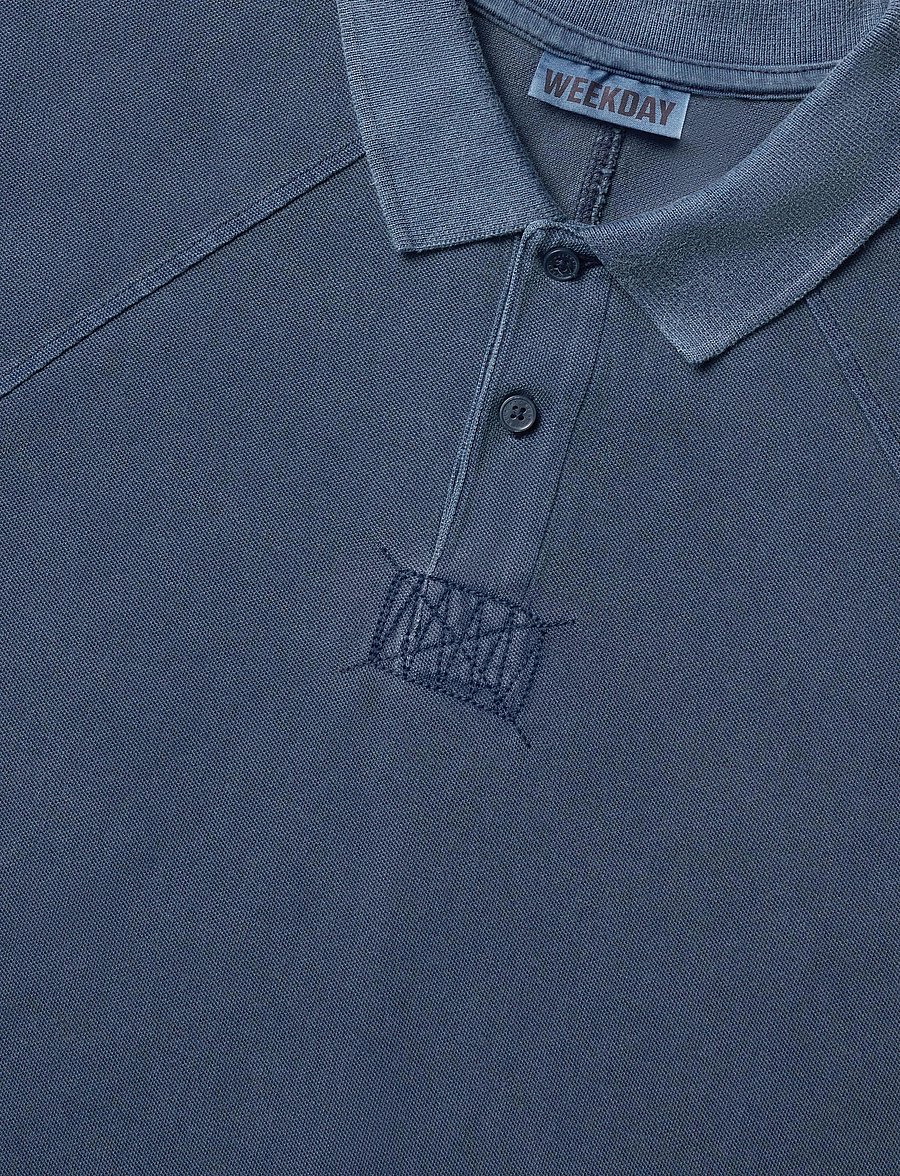 Weekday - Boxy Loose Polo Shirt - korte mouwen - dark blue - 2