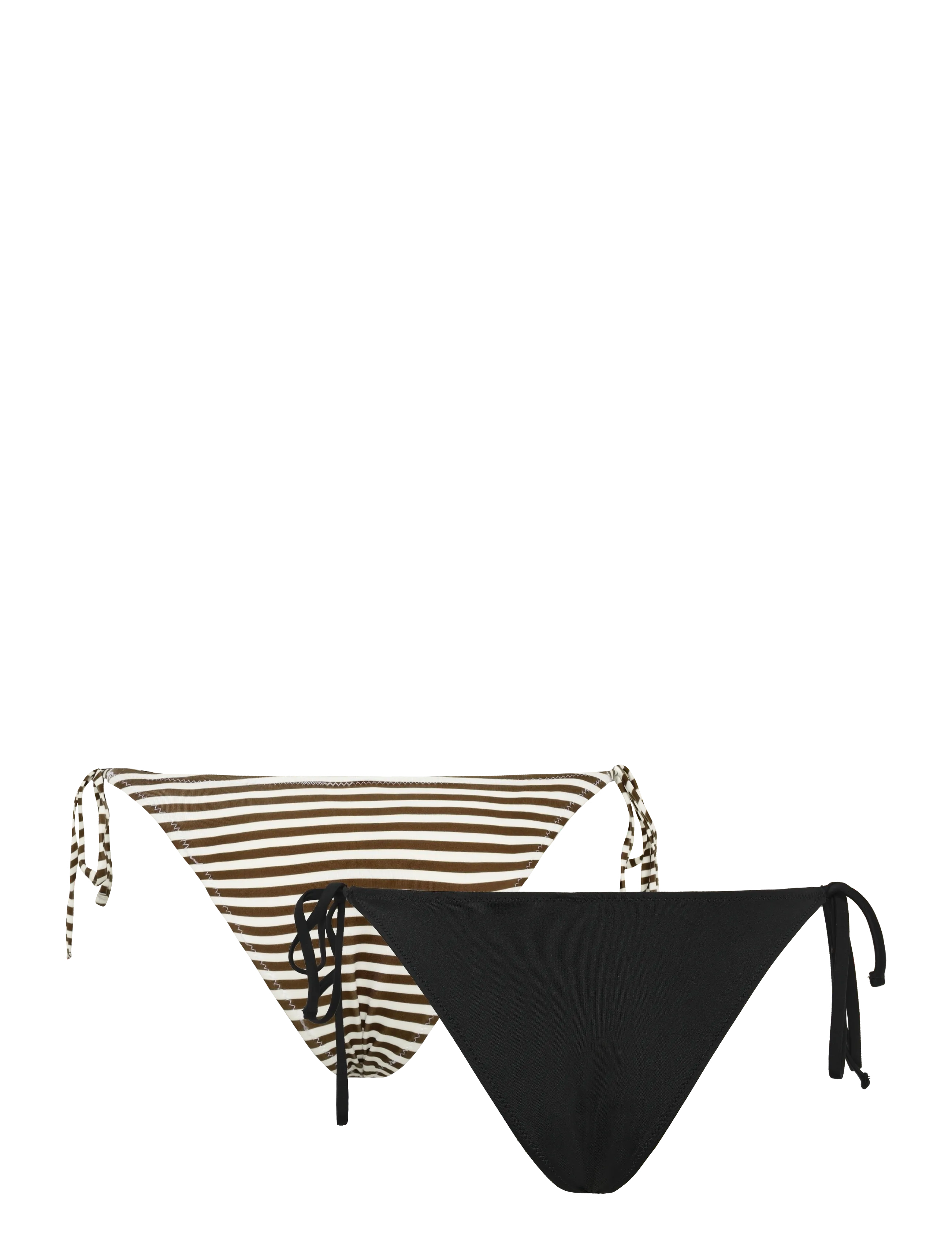 Weekday - 2-Pack Tie Bikini Bottom - black + stripe - 1