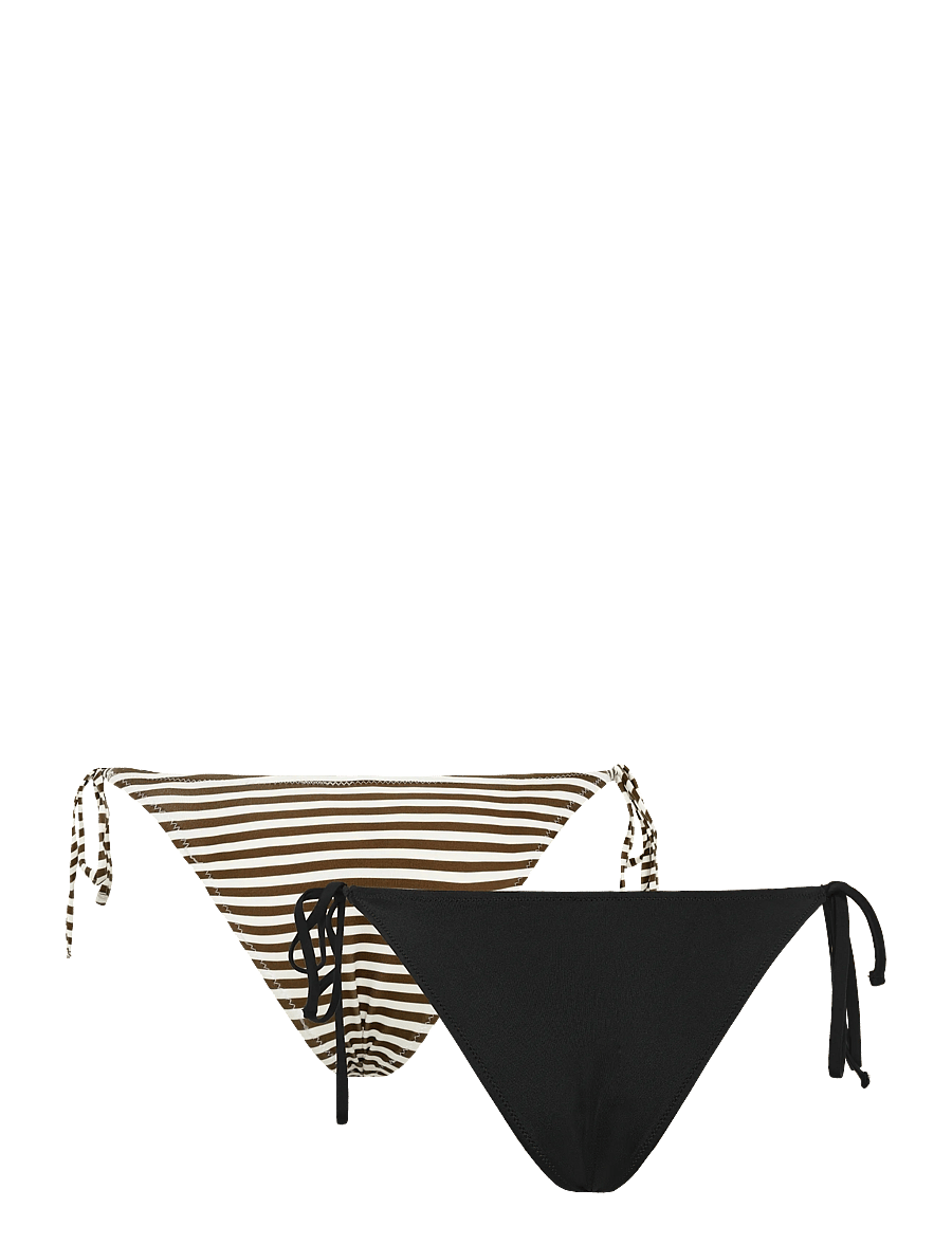 Weekday - 2-Pack Tie Bikini Bottom - side tie bikinier - black + stripe - 1